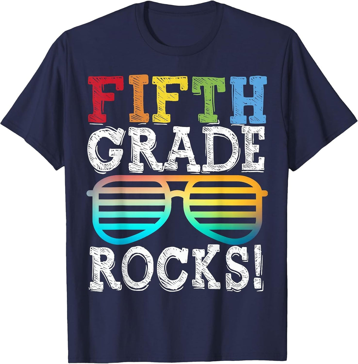 5th Grade Rocks Fifth Grade Squad Back to School Teacher T-Shirt - Navy Blue