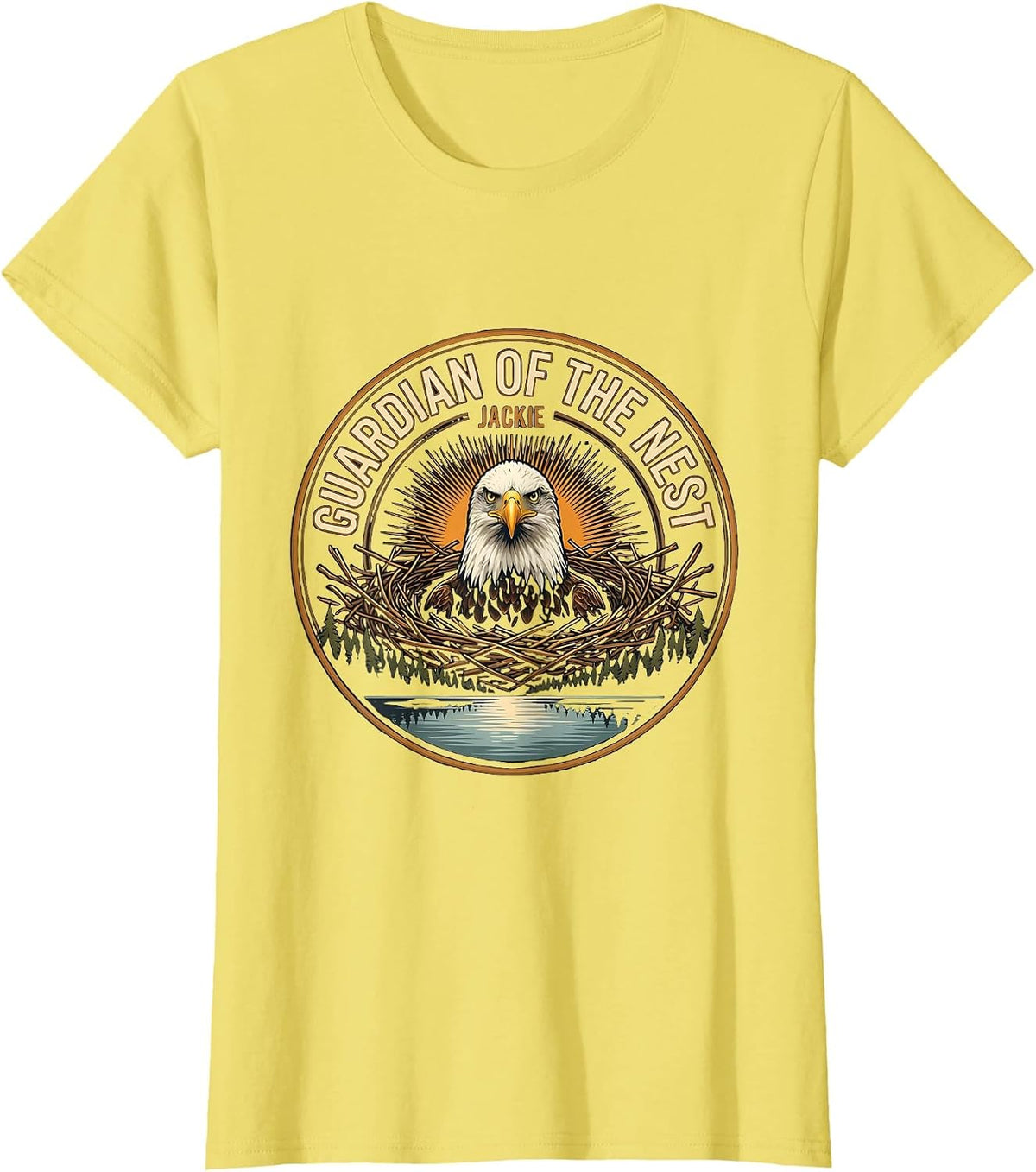 Women's Guardian of the Nest Jackie Bald Eagle Memorial Tribute T-Shirt - Lemon Yellow