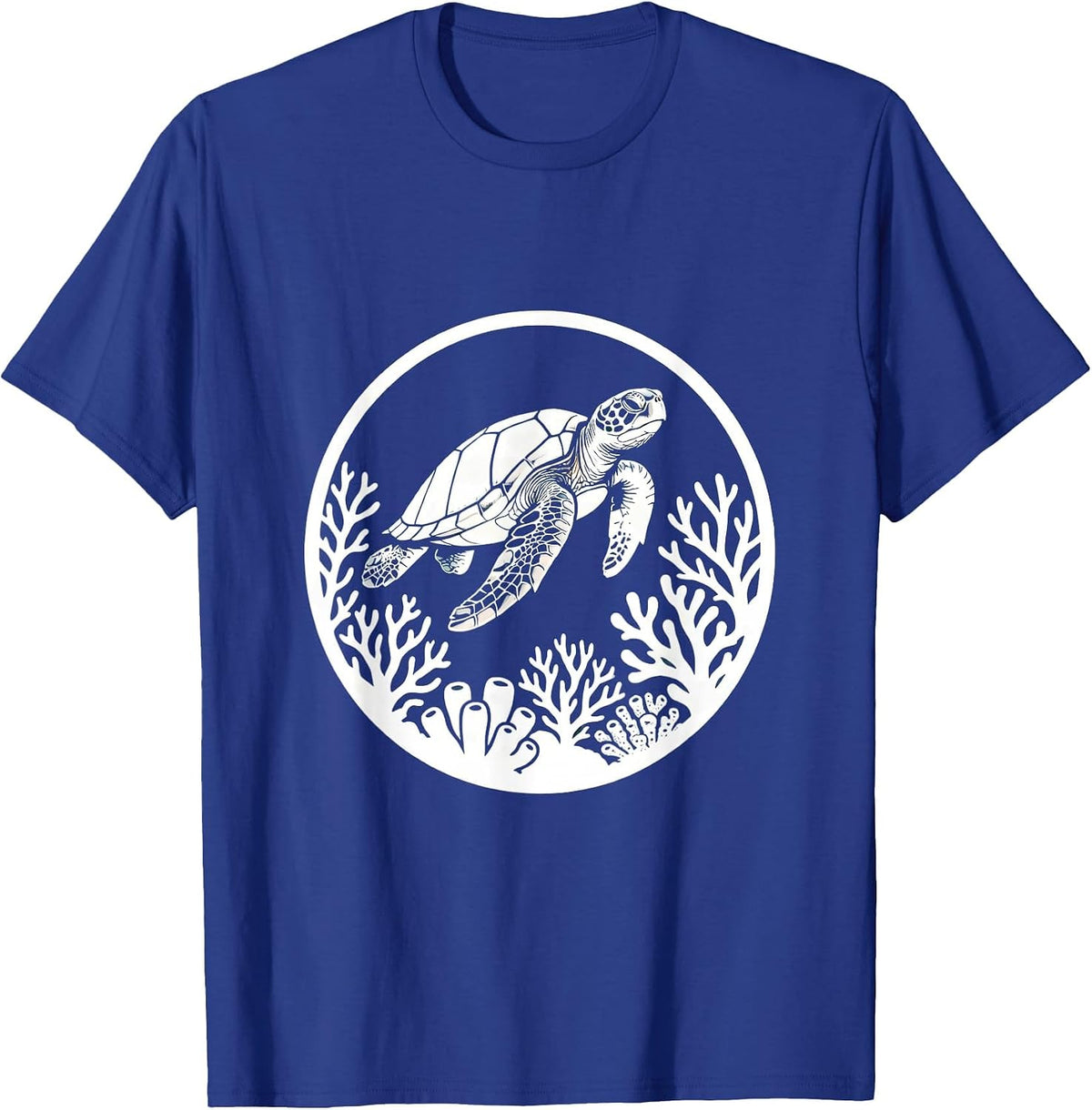 Sea Turtle Coral Reef Ocean Graphic T-Shirt - Royal Blue