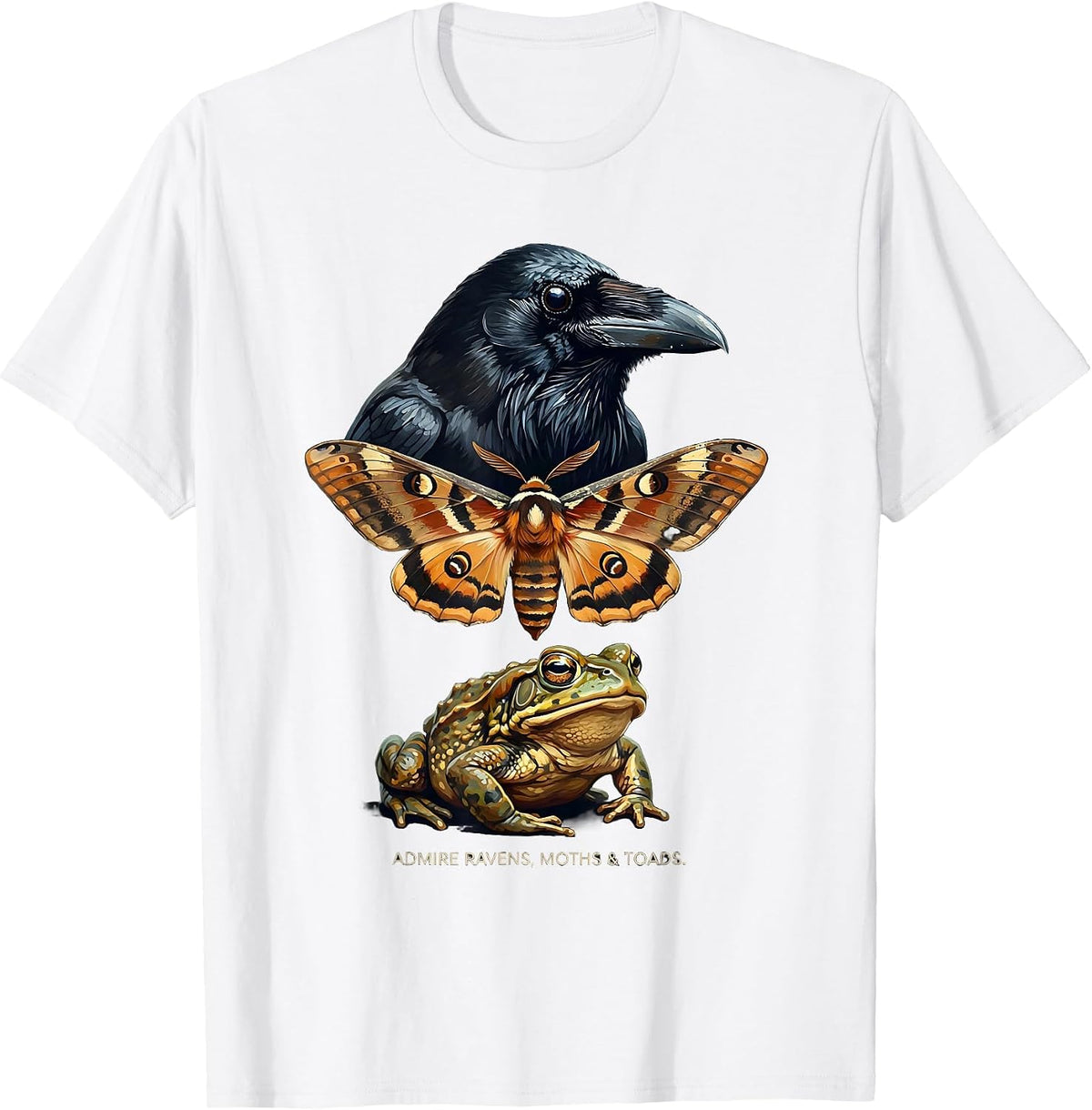 Men's Admire Ravens, Moths & Toads Whimsical Misunderstood T-Shirt - White