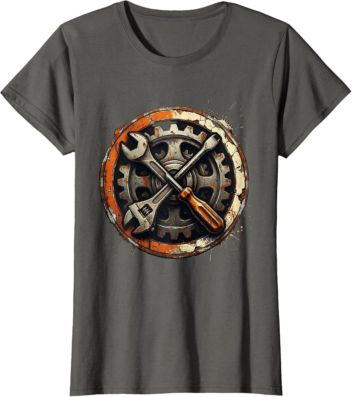 Women's Wrench Screwdriver Gear Mechanic Graphic T-Shirt - Asphalt Grey