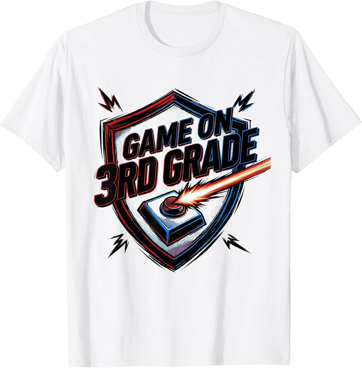 Men's Game On 3rd Grade Comic Book Back To School Gamer Boys T-Shirt - White