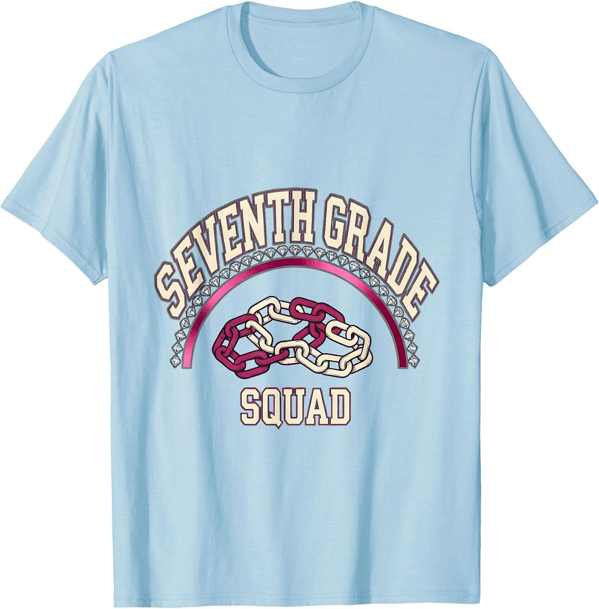 Men's Seventh Grade Squad Sparkle Varsity Teacher Crew First Day T-Shirt - Baby Blue
