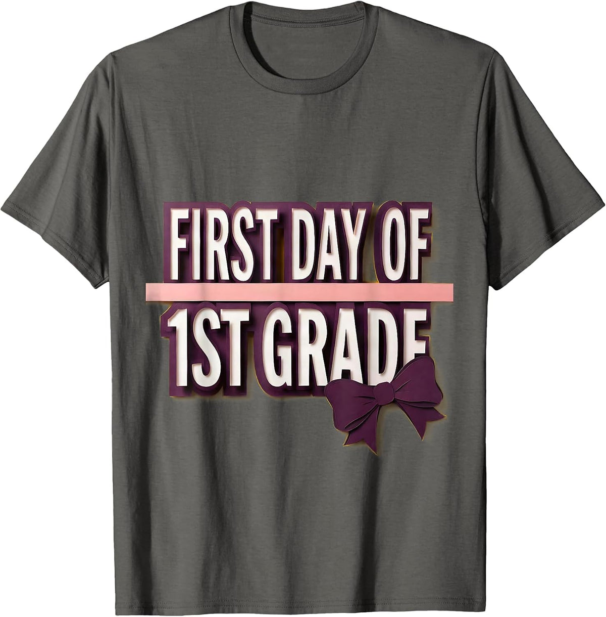 Men's First Day Of 1st Grade Coquette Bow Back To School Girly T-Shirt - Asphalt Grey
