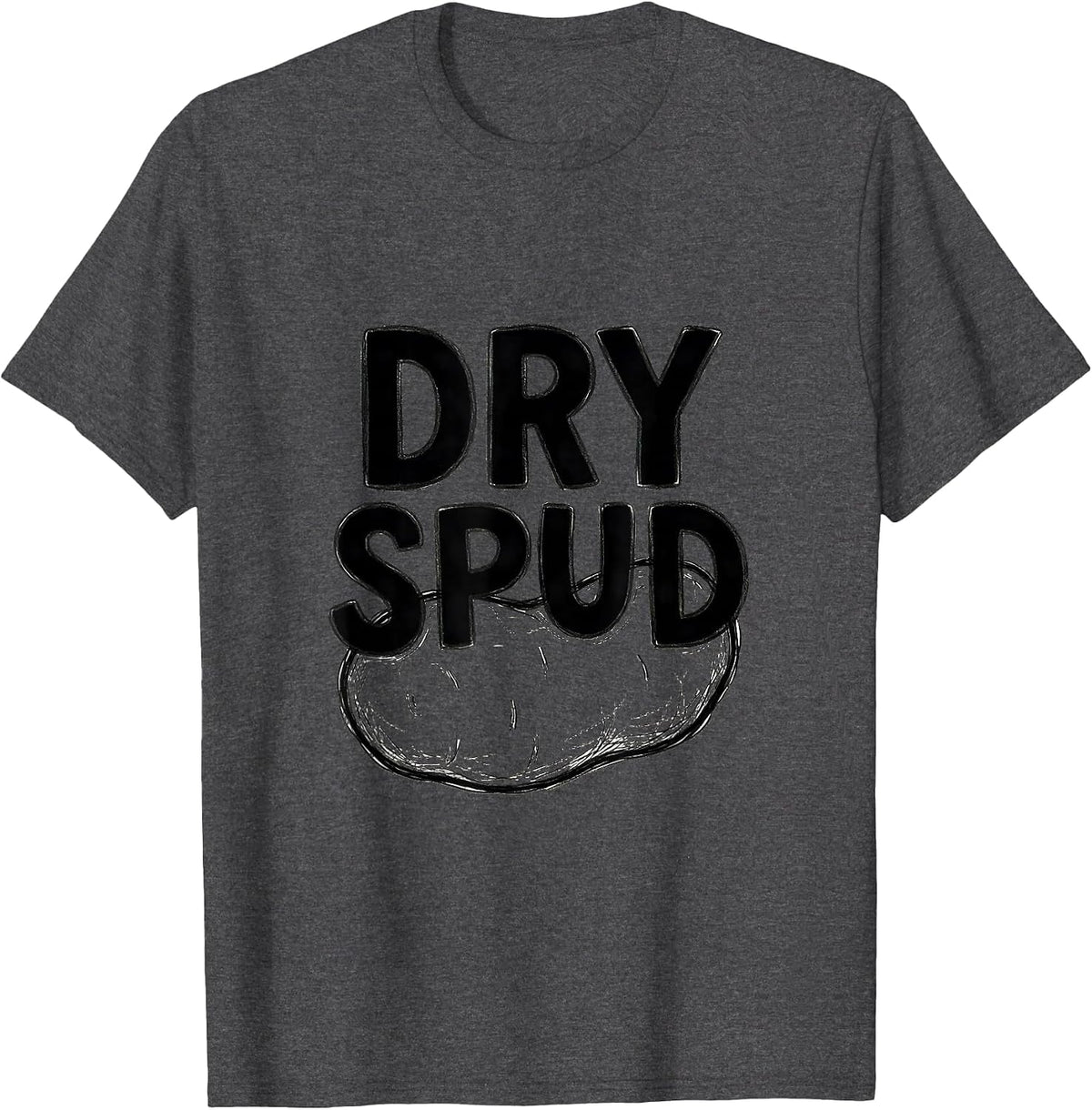 Men's Dry Spud Funny Potato Humor Novelty Couples Gift T-Shirt - Dark Heather Grey