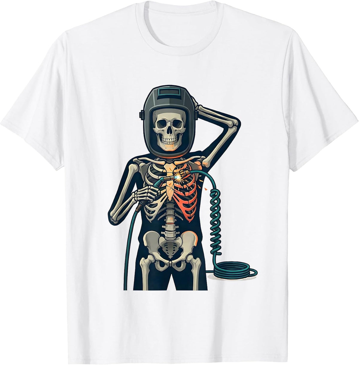 Men's Skeleton Welder Funny Tradesman Humor T-Shirt - White