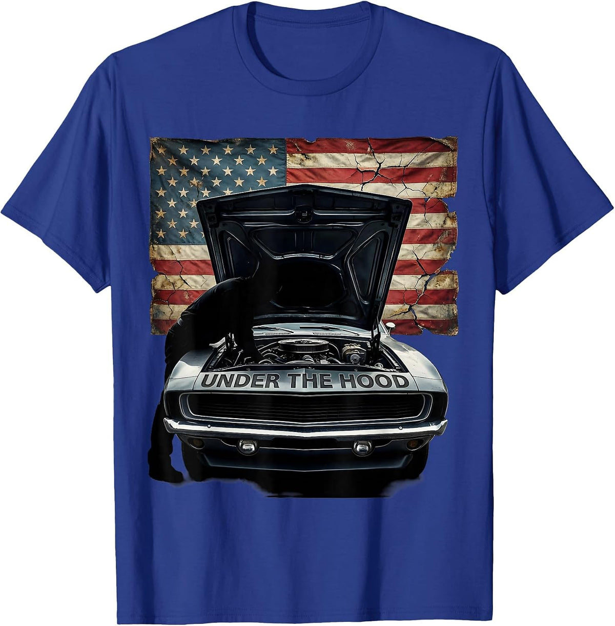 Men's Under the Hood Labor Day Highway Sunset Design T-Shirt - Royal Blue