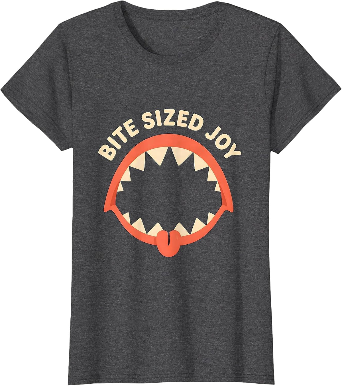 Women's Bite Sized Joy Funny Shark Lover Wildlife Ocean Animal Humor T-Shirt - Dark Heather Grey