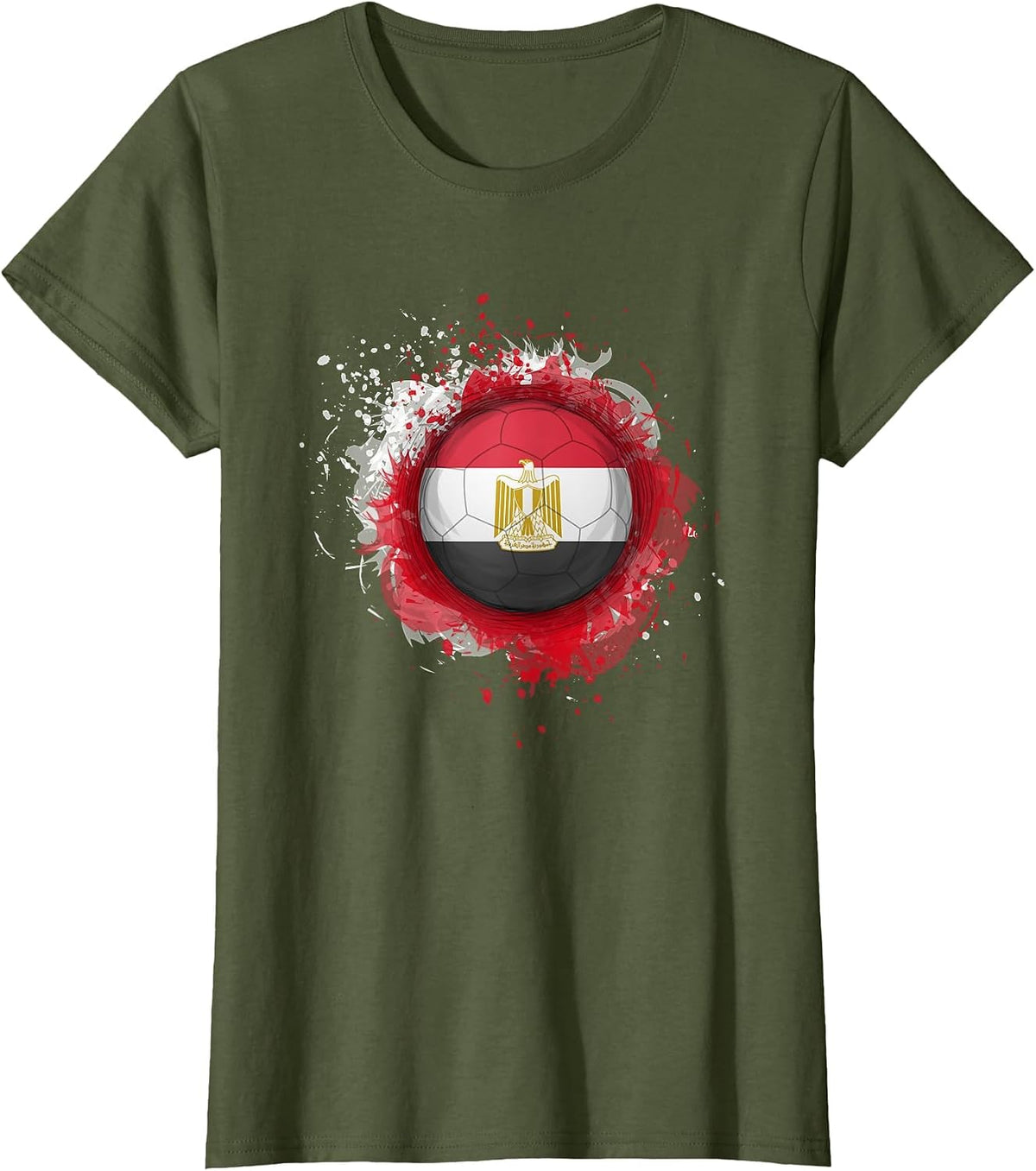 Proud Heritage Egypt Flag Soccer Ball T-Shirt - Olive Green