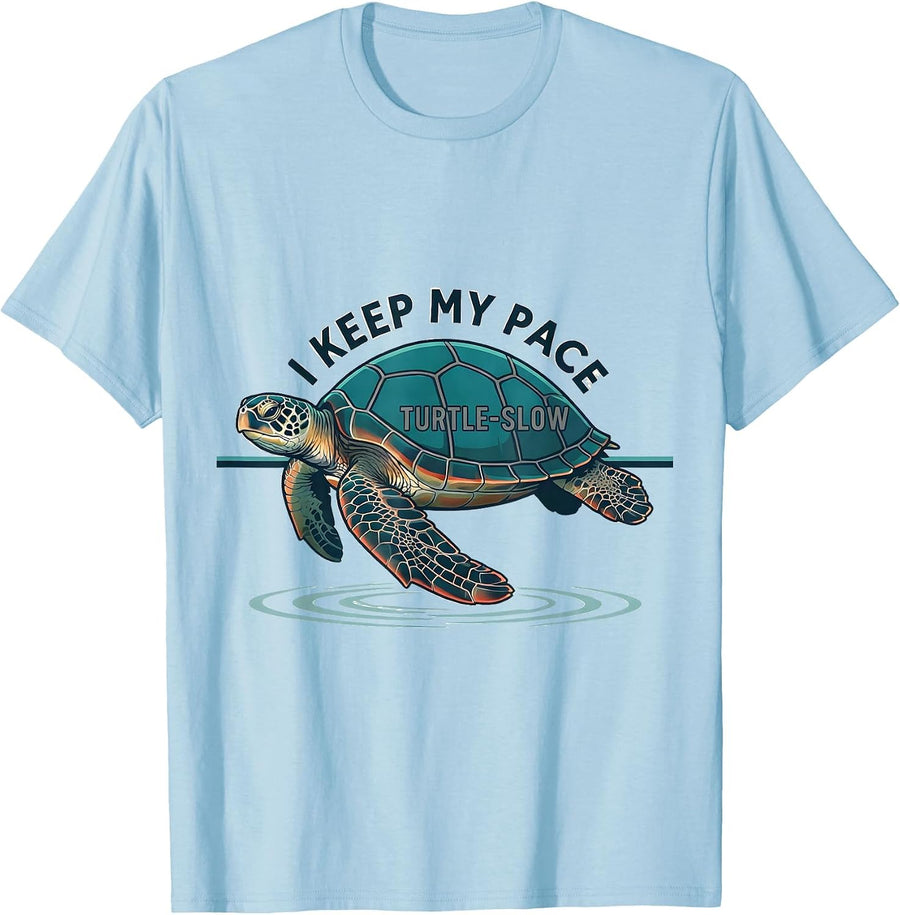 Men's I Keep My Pace Turtle-Slow Sea Turtle Ocean Animal Lover T-Shirt - Baby Blue