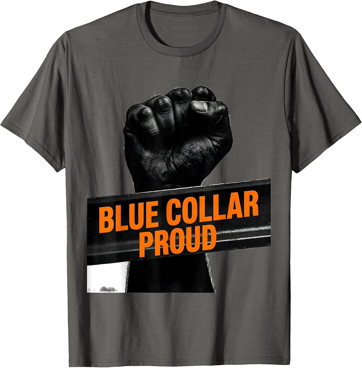 Blue Collar Proud Labor Day Solidarity Design T-Shirt - Asphalt Grey