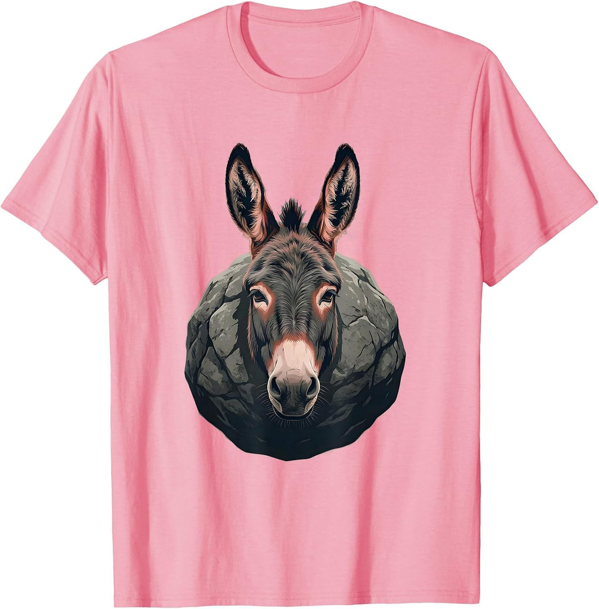Men's Donkey Head Stone Funny Farm Animal Humor T-Shirt - Pink