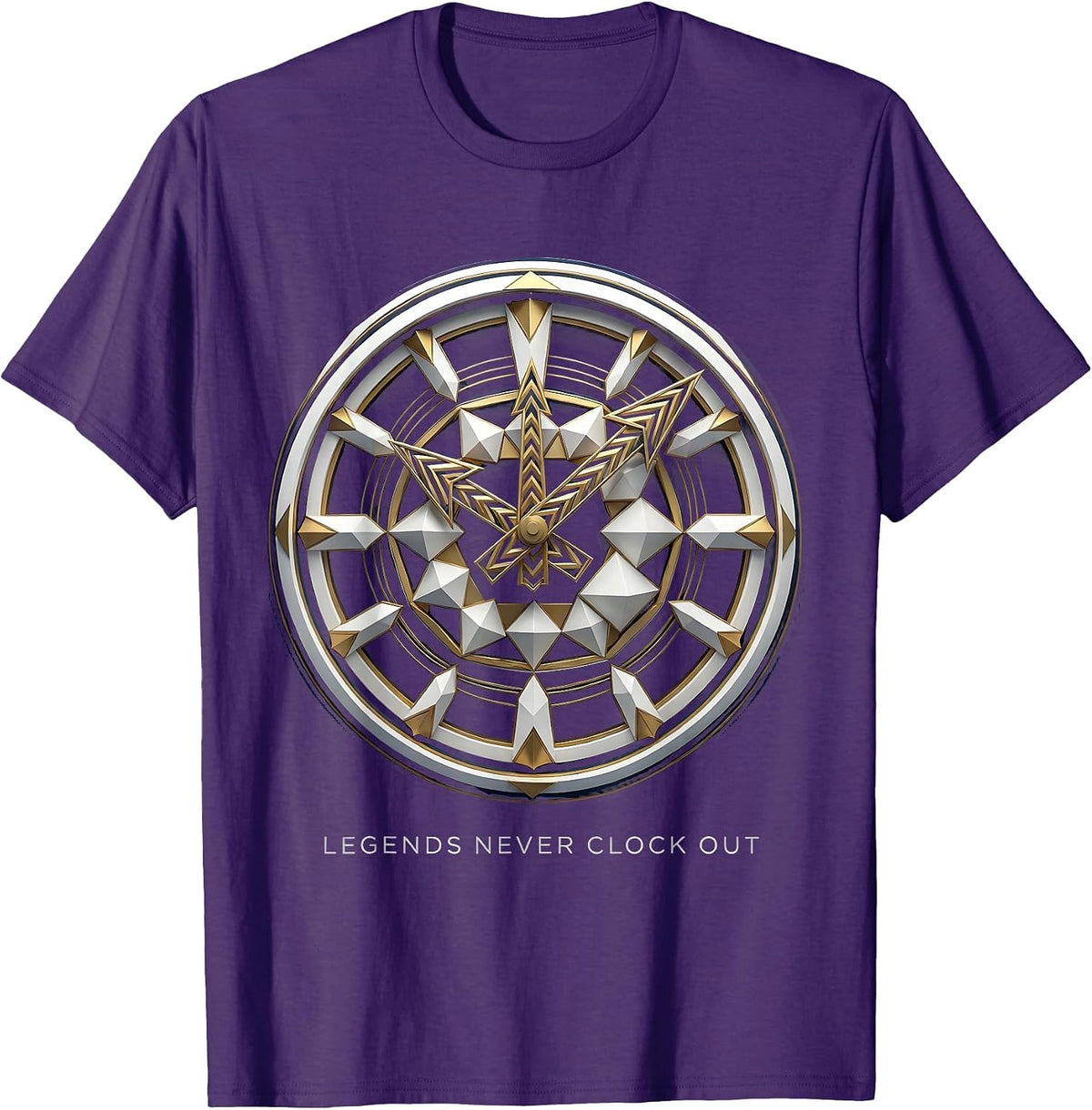 Men's Legends Never Clock Out Hardworking Design T-Shirt - Purple