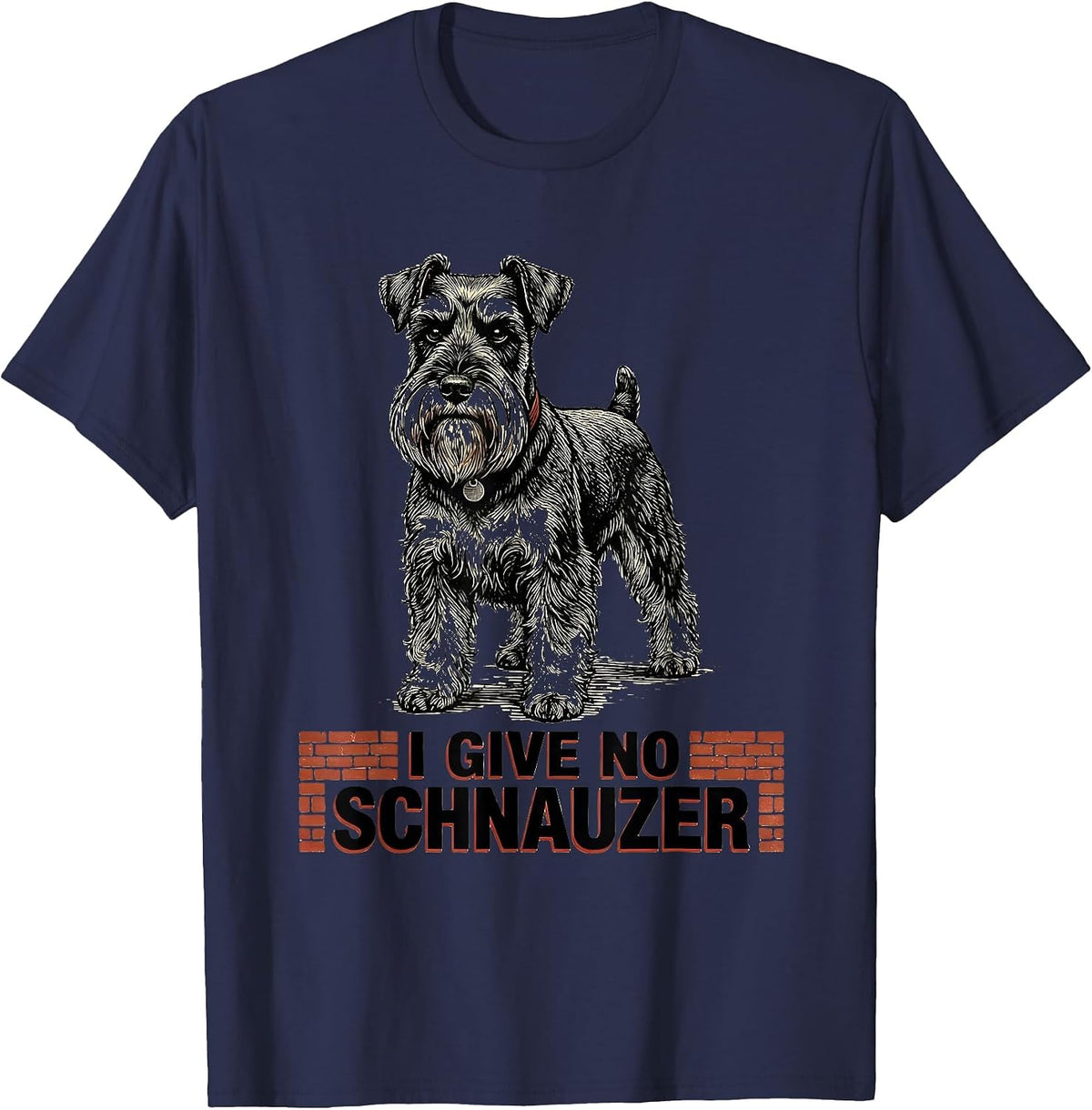 Men's I Give No Schnauzer Funny Miniature Schnauzer Lover Gift T-Shirt - Navy Blue