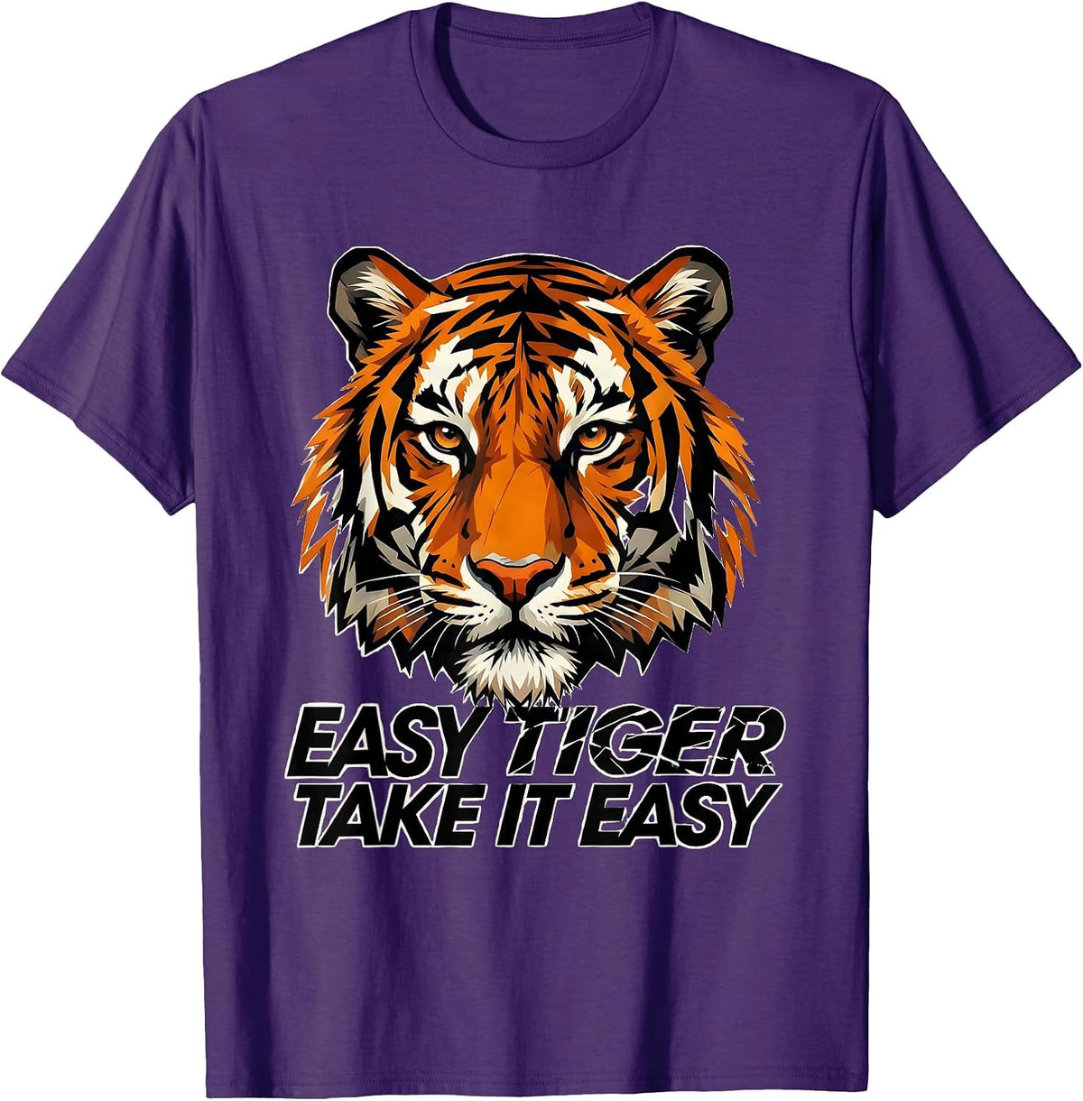 Men's Easy Tiger Take It Easy Laid-Back Design T-Shirt - Purple