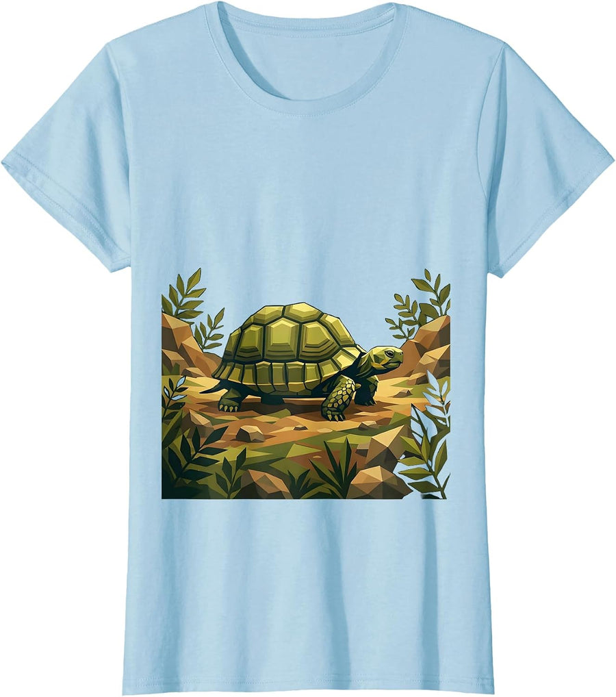 Women's Tiny Turtle Camo Youth Camouflage Design T-Shirt - Baby Blue