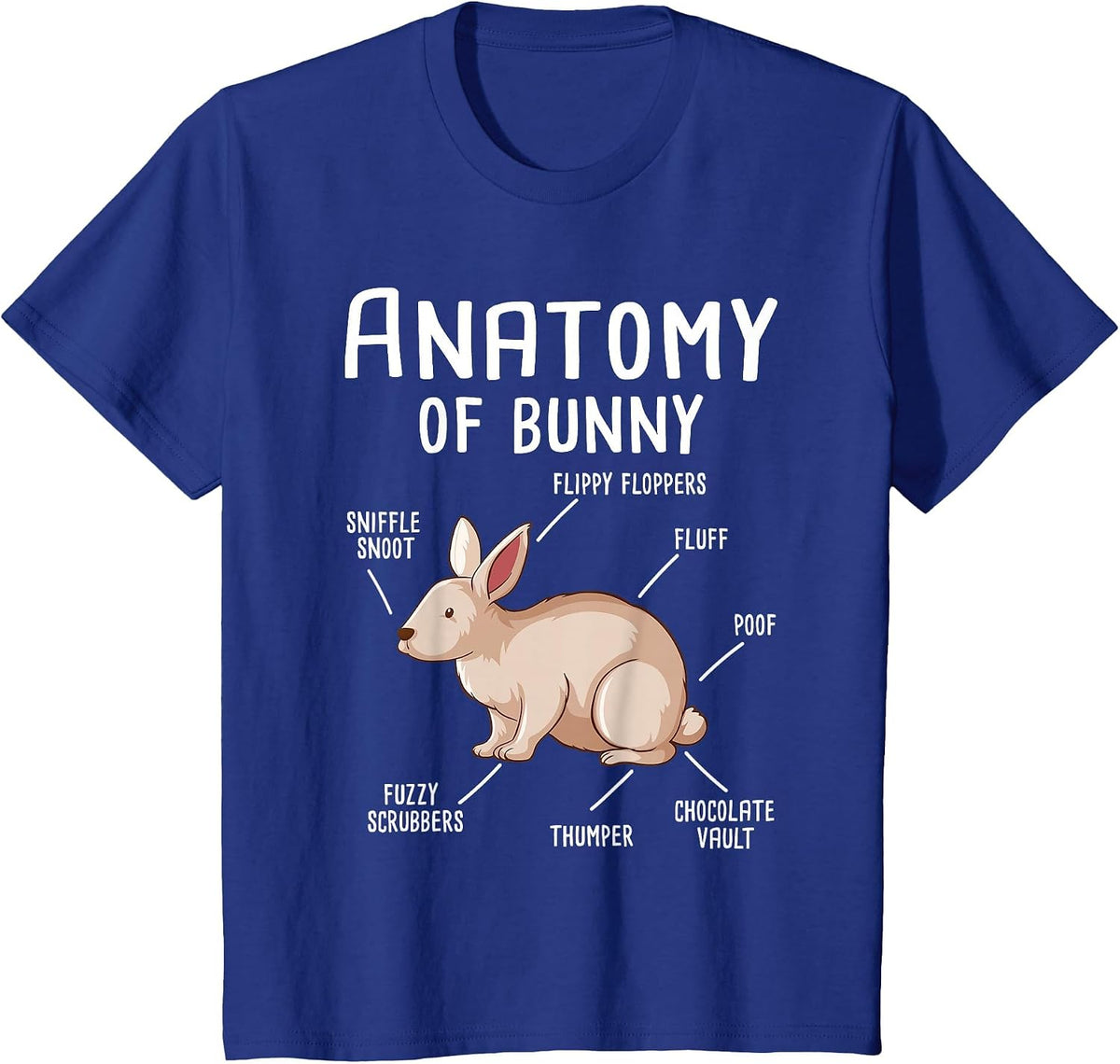 Anatomy of Bunny - Rabbit Lover Zookeeper Farmer Mammals T-Shirt - Royal Blue