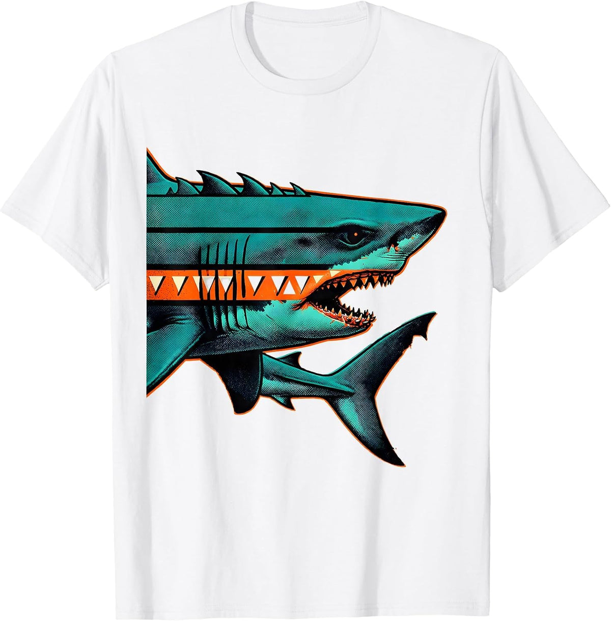 Men's Goblin Shark Risograph Ocean Wildlife Humor T-Shirt - White