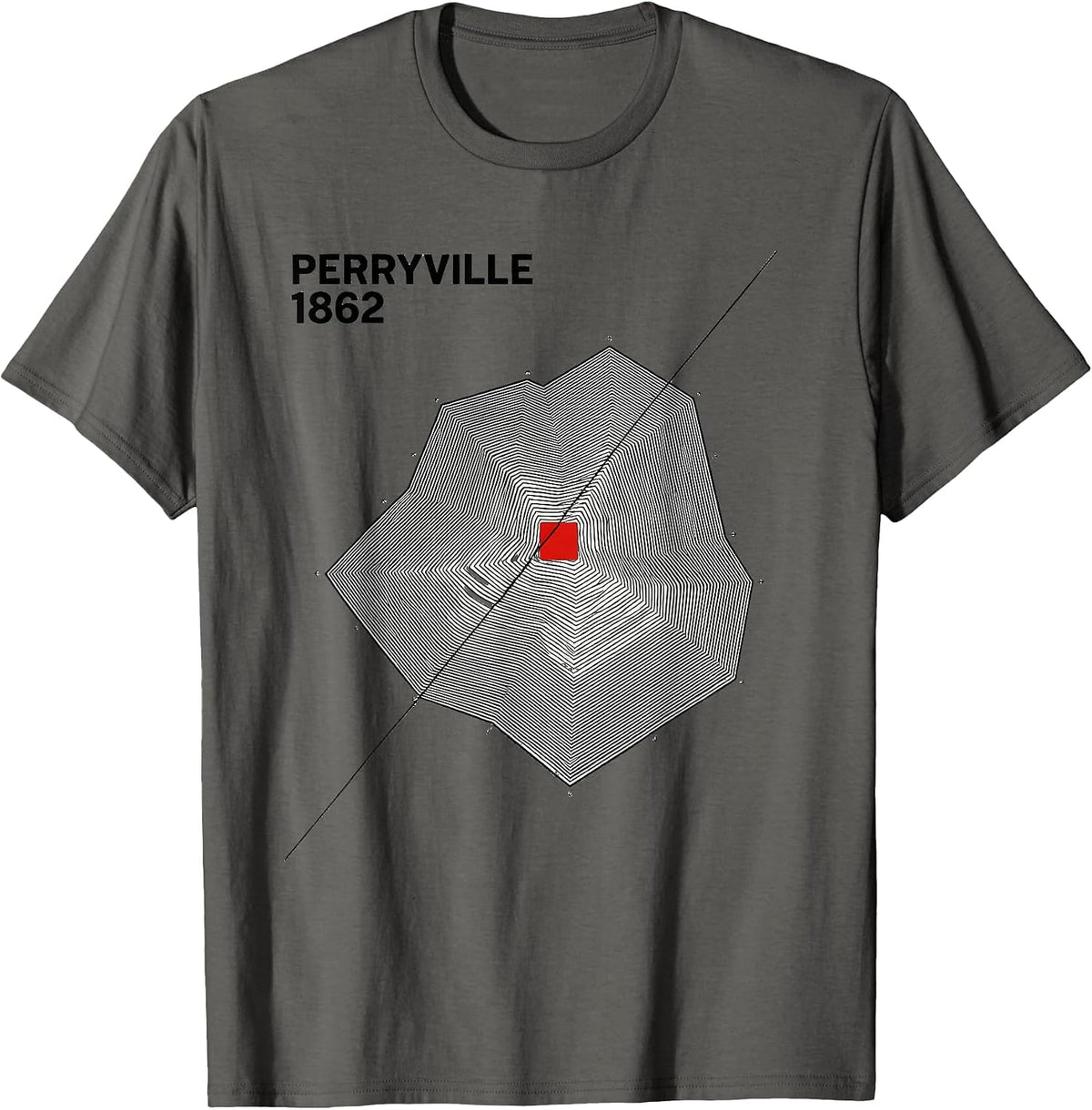 Perryville 1862 Geometric Civil War History Enthusiast T-Shirt - Asphalt Grey