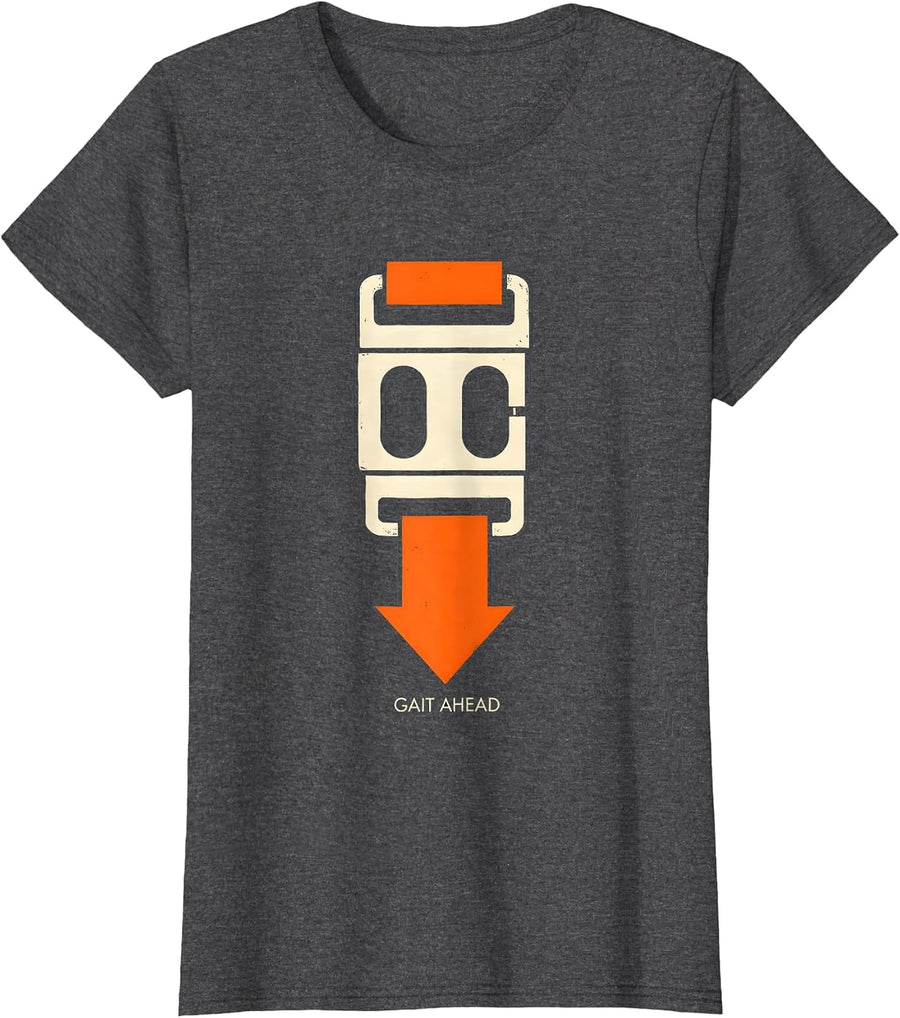 Women's Gait Ahead Stencil Graphic Physical Therapist PT OT Gift T-Shirt - Dark Heather Grey