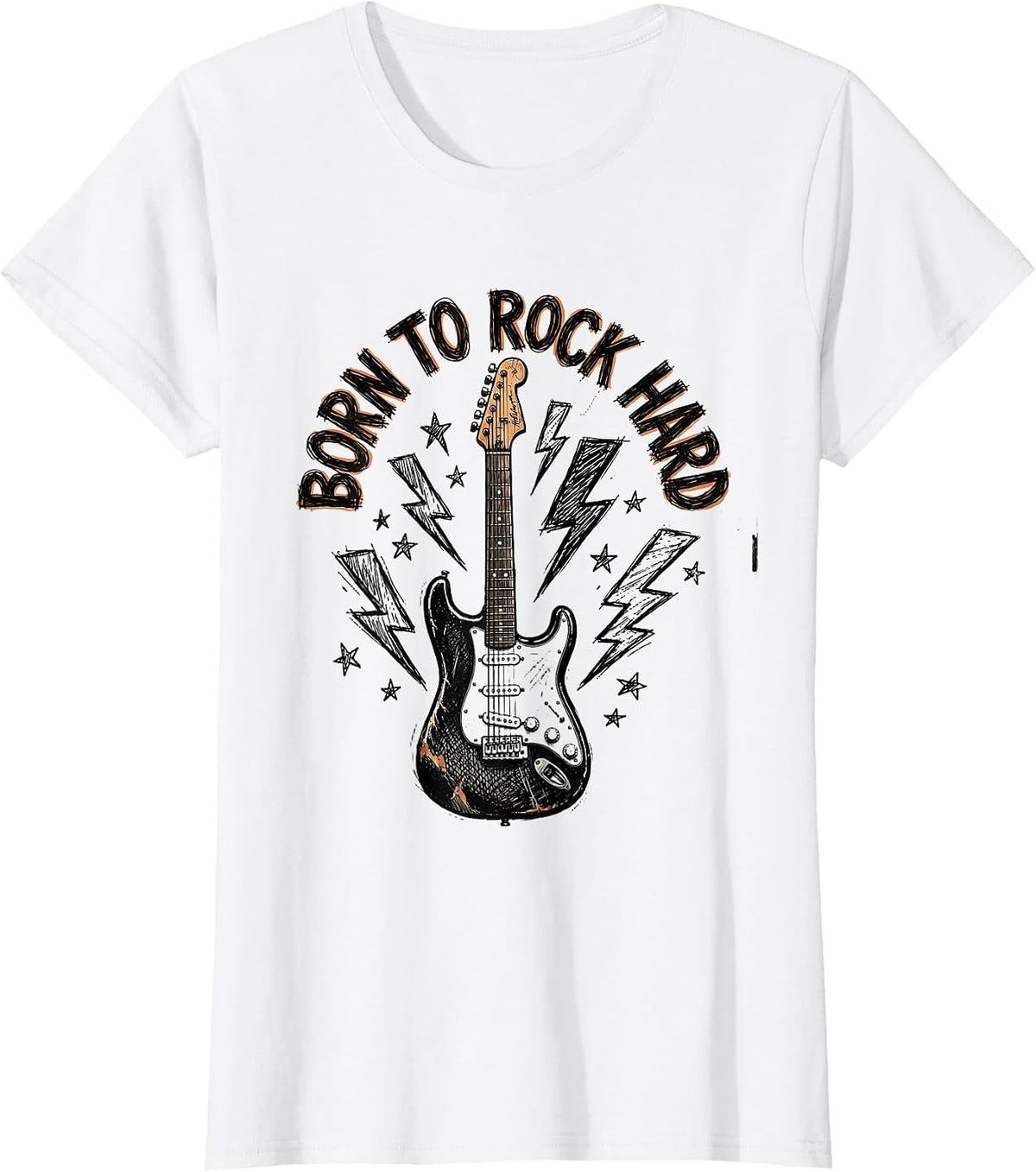 Born to Rock Hard Vintage Rock Band Design T-Shirt - White