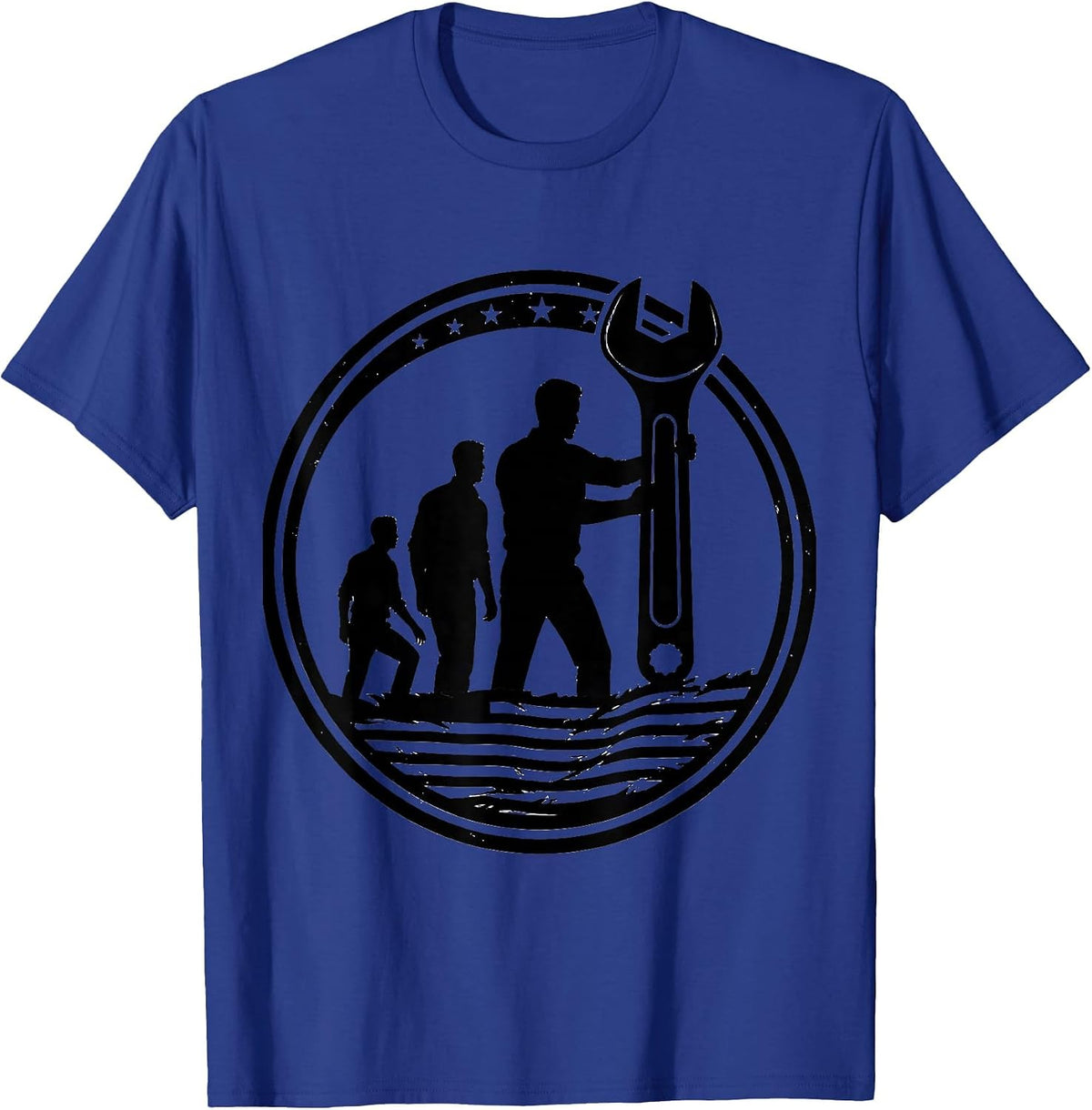 Men's Sealed Mechanic Badge Oilfield Worker Patriotic Tough Labor T-Shirt - Royal Blue