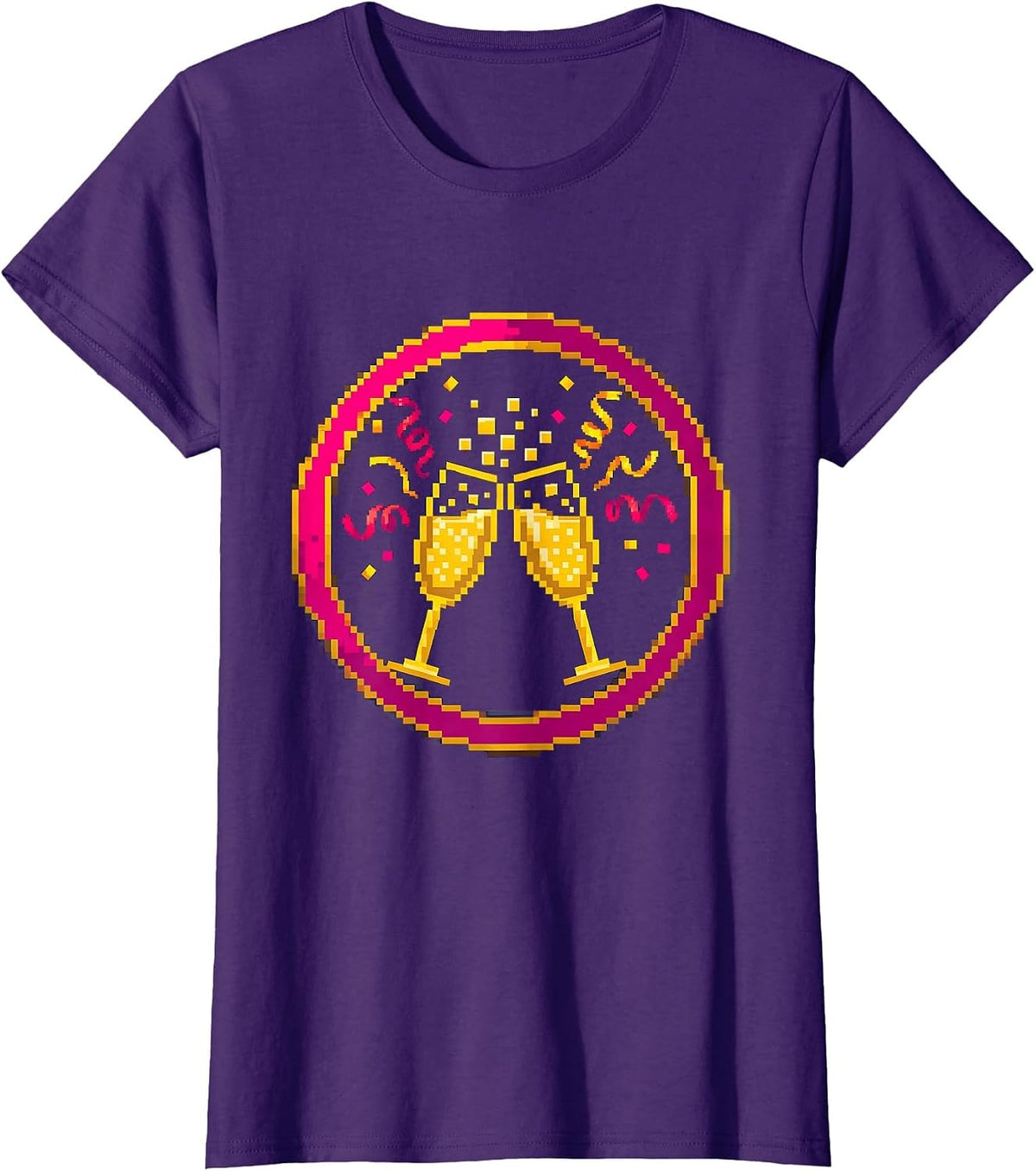 Champagne Toast Celebration Party Graphic T-Shirt - Purple