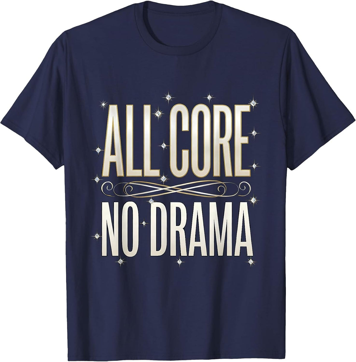 Men's All Core No Drama Pilates Lover Design T-Shirt - Navy Blue