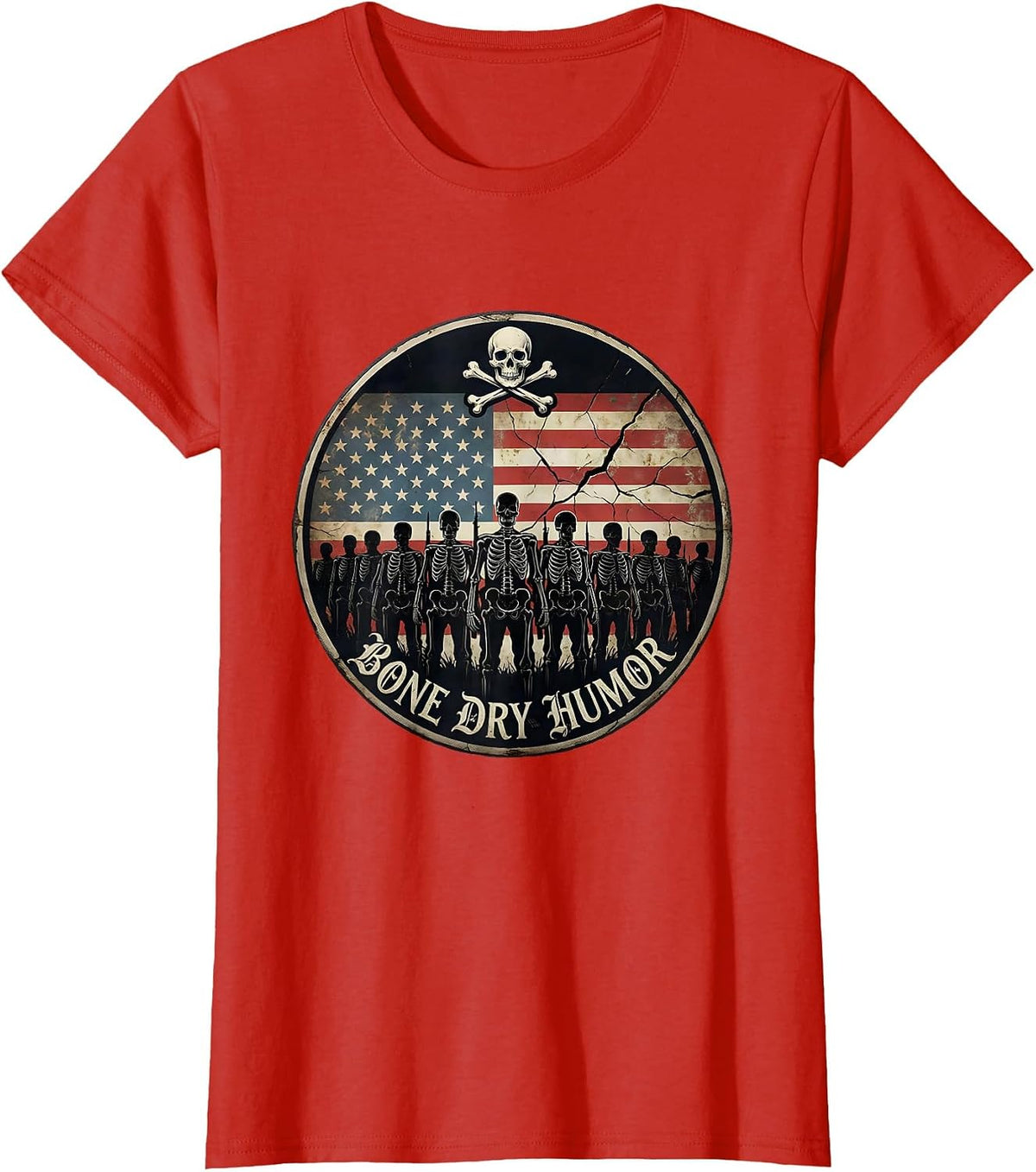 Bone Dry Humor Skeleton Graphic Design T-Shirt - Red