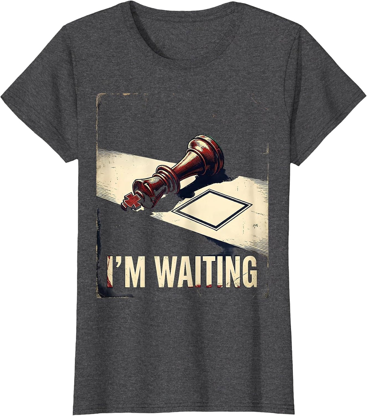 Women's I'm Waiting Vintage Chess Player Lover Humor Gift T-Shirt - Dark Heather Grey