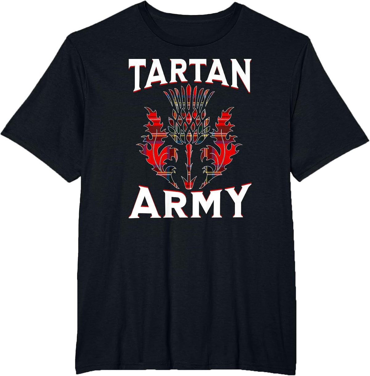 Scottish Tartan s Tartan Army s Thistle Emblem T-Shirt - Black