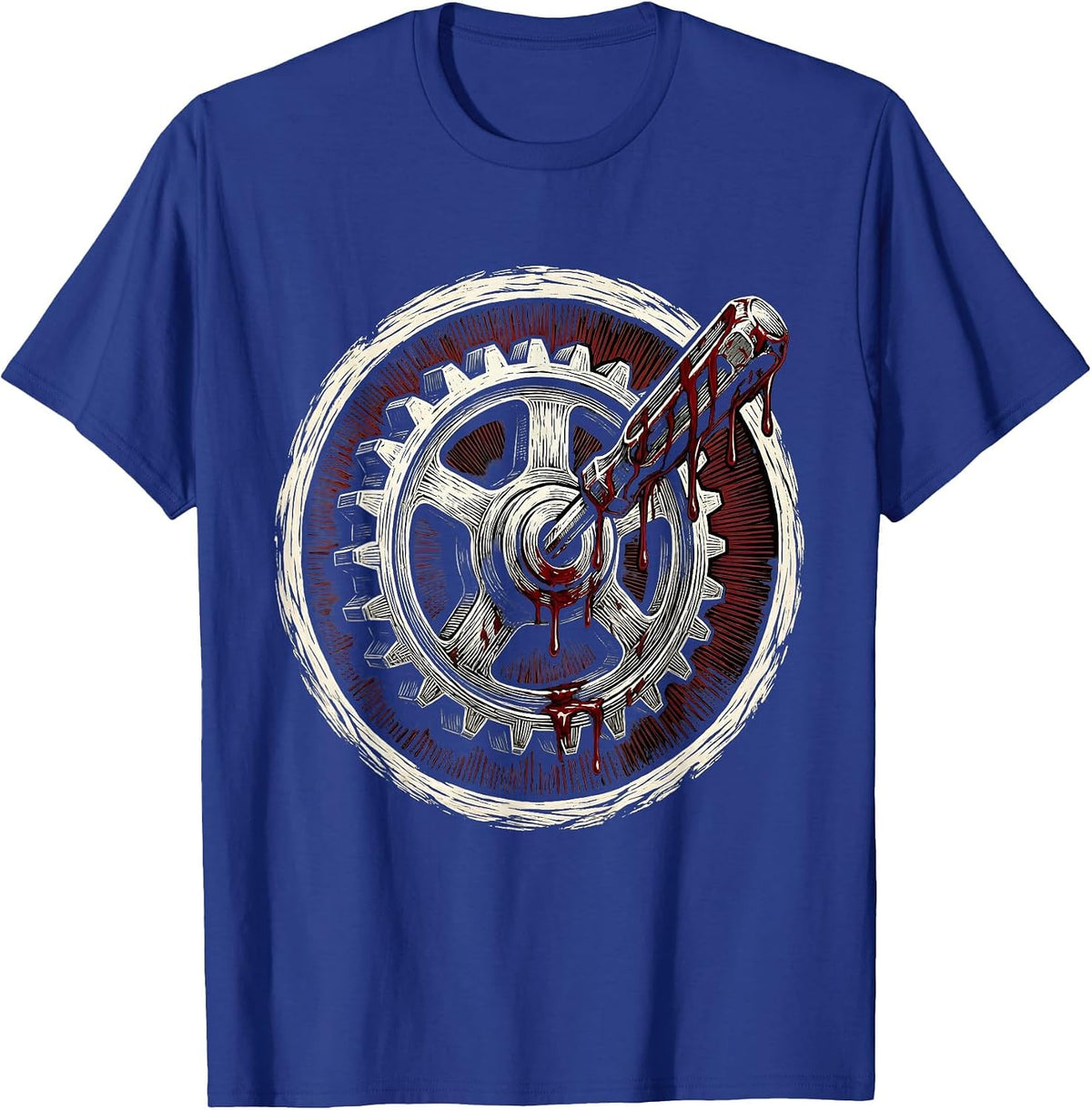 Men's Bloody Screwdriver Gear Problem Solved Graphic T-Shirt - Royal Blue