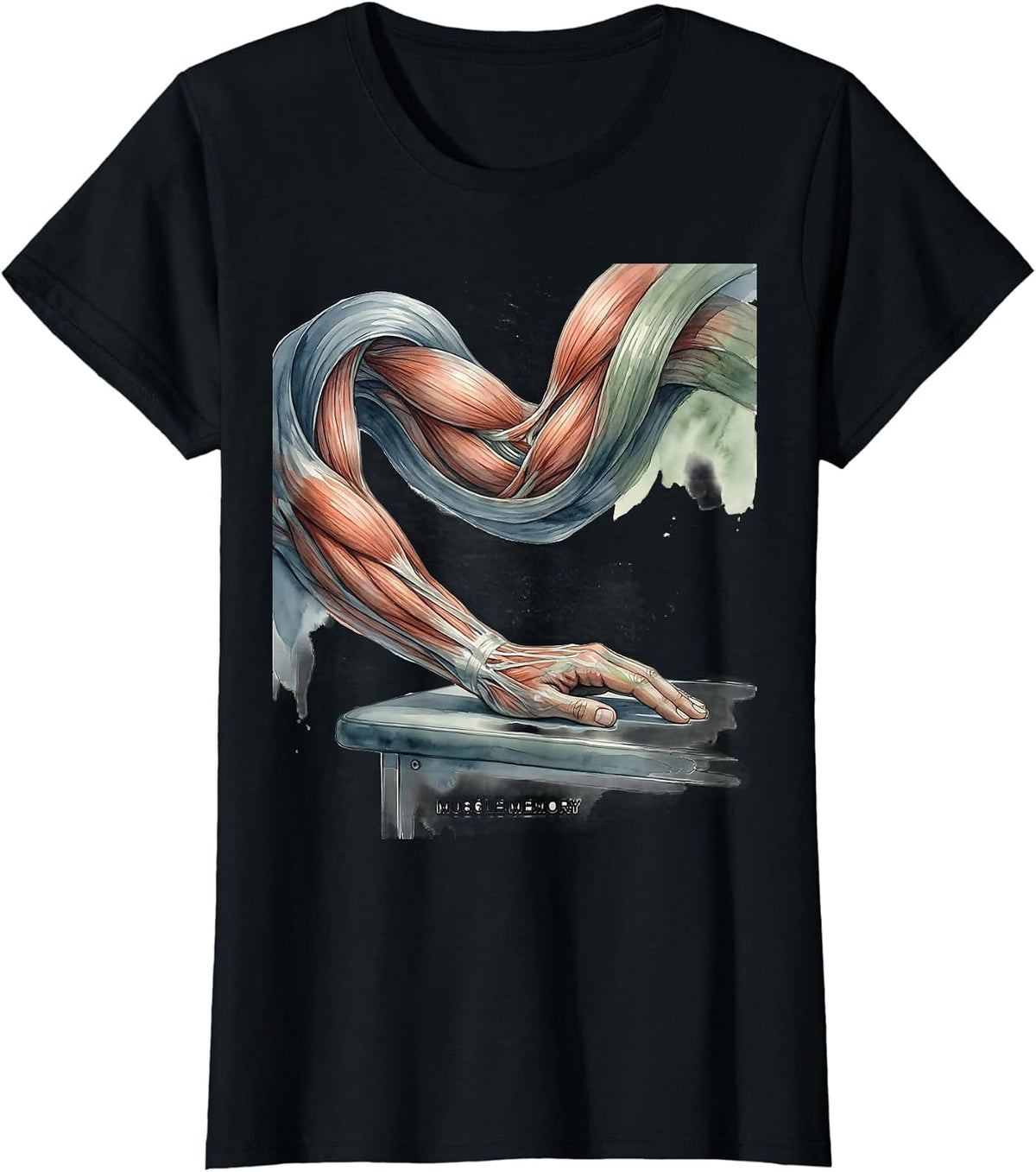 Muscle Memory Watercolor Massage Therapist Occupational T-Shirt - Black