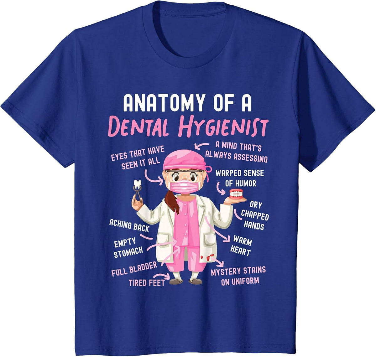 Dental Hygienist Anatomy T-Shirt - Royal Blue