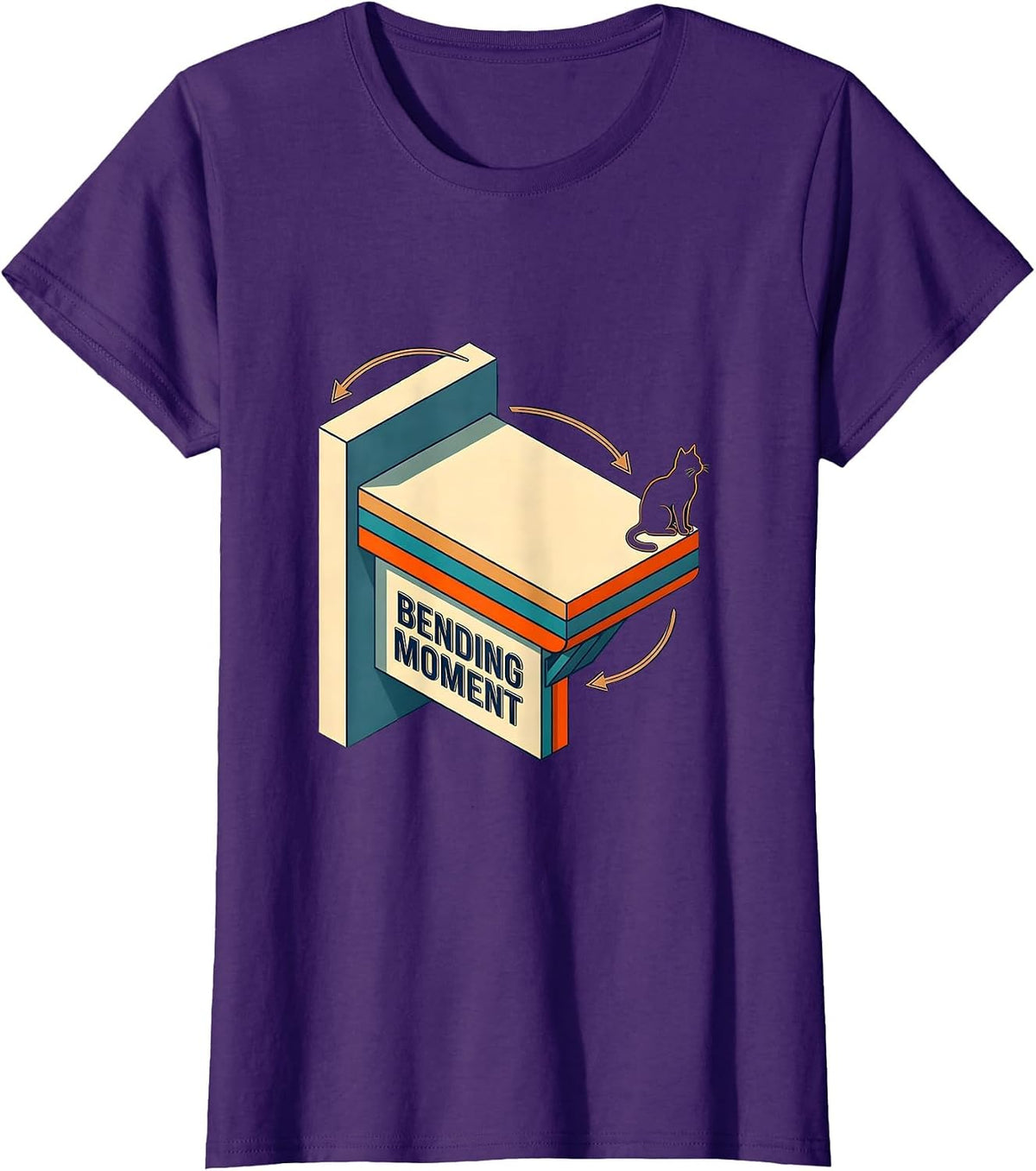 Women's Bending Moment Funny Cat Physics Humor Design Cat Lover T-Shirt - Purple