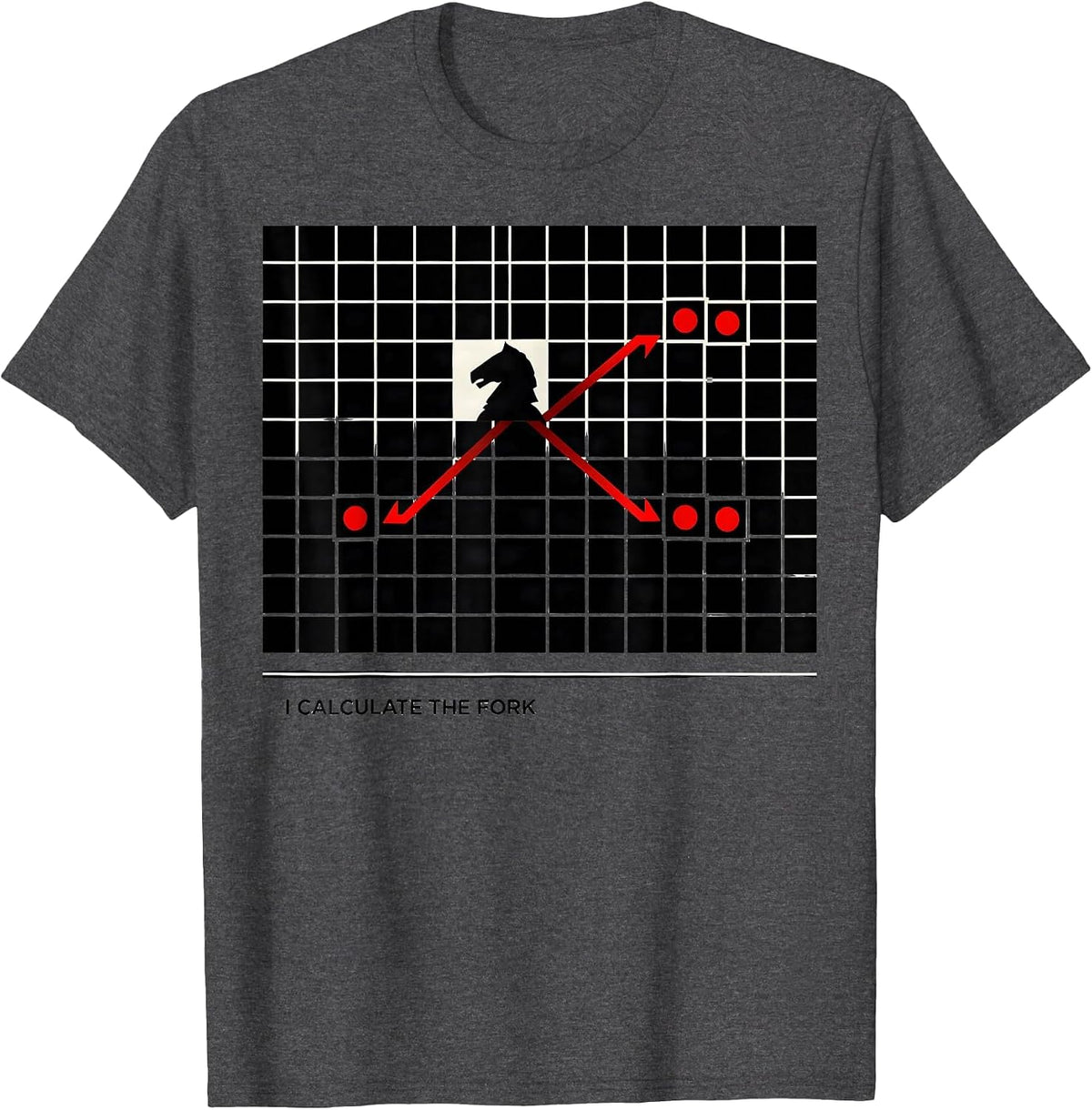 Men's I Calculate The Fork Funny Chess Player Chess Club Humor T-Shirt - Dark Heather Grey