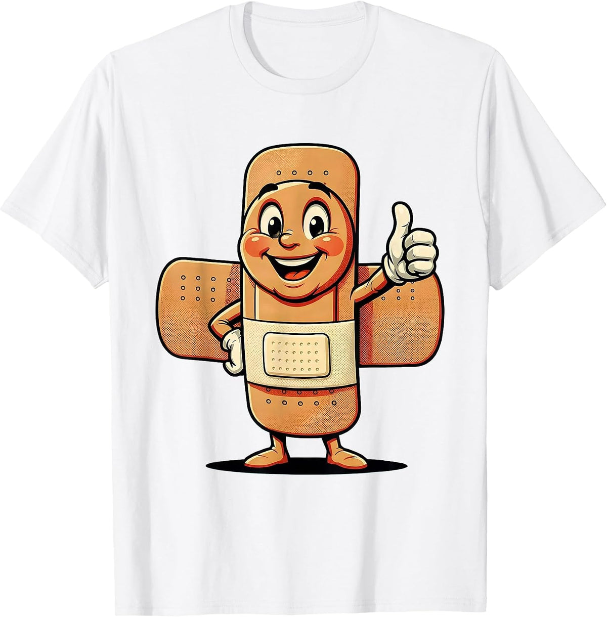 Men's School Nurse Bandage on Scraped Knee Graphic T-Shirt - White