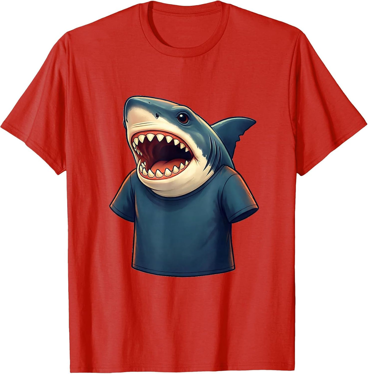 Men's Storybook Shark Jaw Playful Ocean Animal Halloween Costume T-Shirt - Red