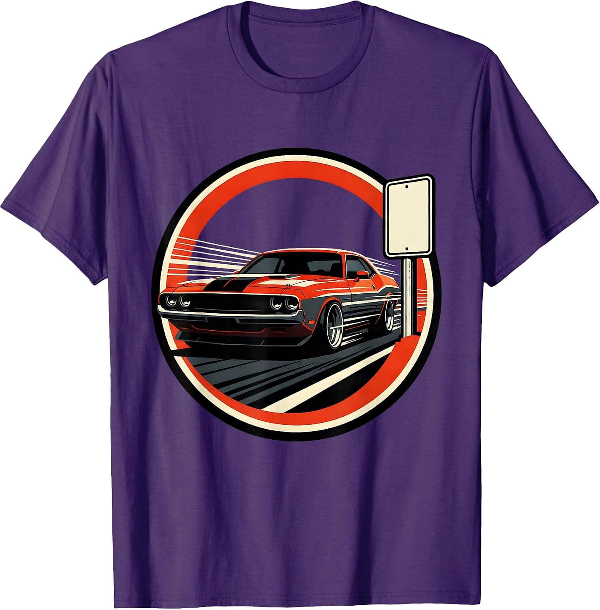 Men's Racing Lifestyle Labor Day Muscle Car Design T-Shirt - Purple