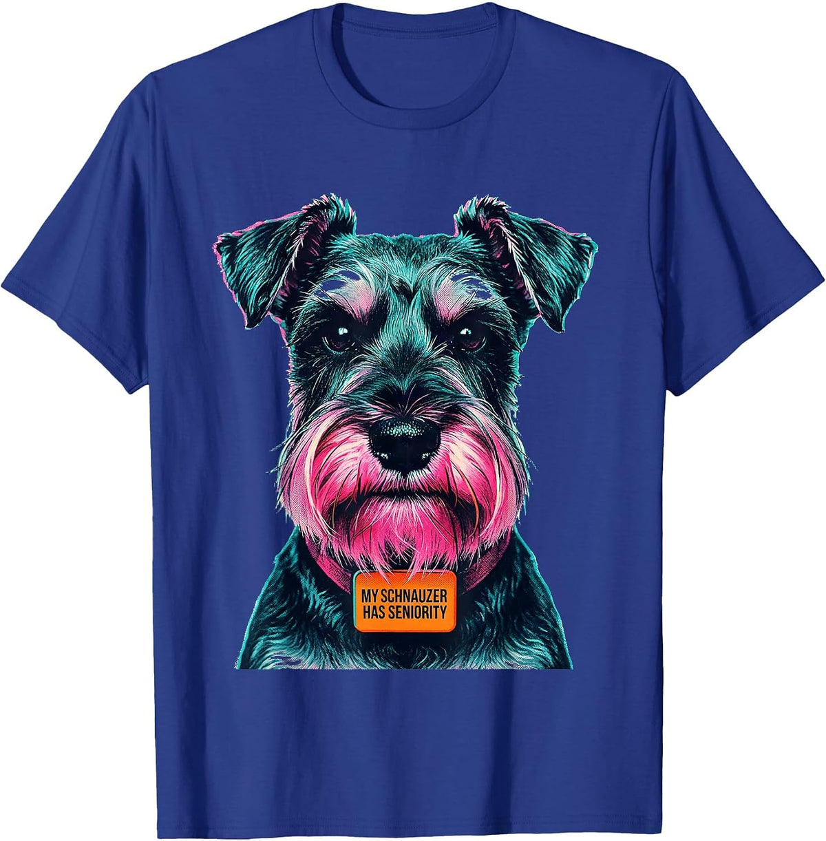 Men's My Schnauzer Has Seniority Funny Miniature Schnauzer Lover T-Shirt - Royal Blue