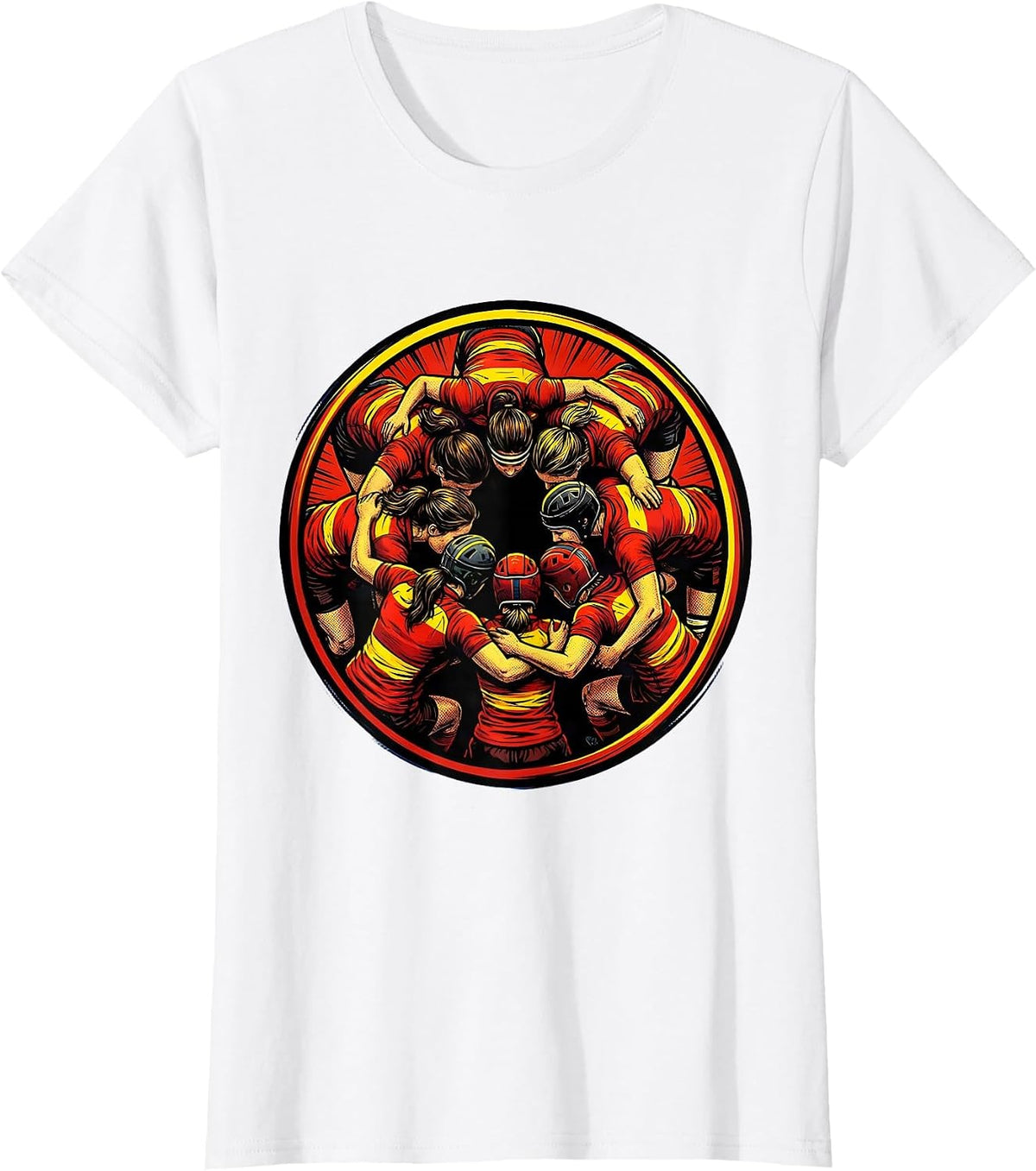 Rugby Scrum Unity Illustration Design T-Shirt - White