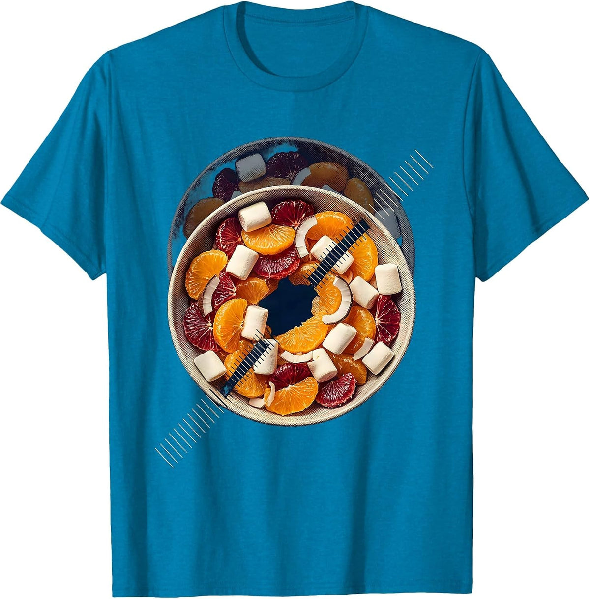 Citrus Marshmallow Bowl Thanksgiving Food Humor T-Shirt - Sapphire Blue