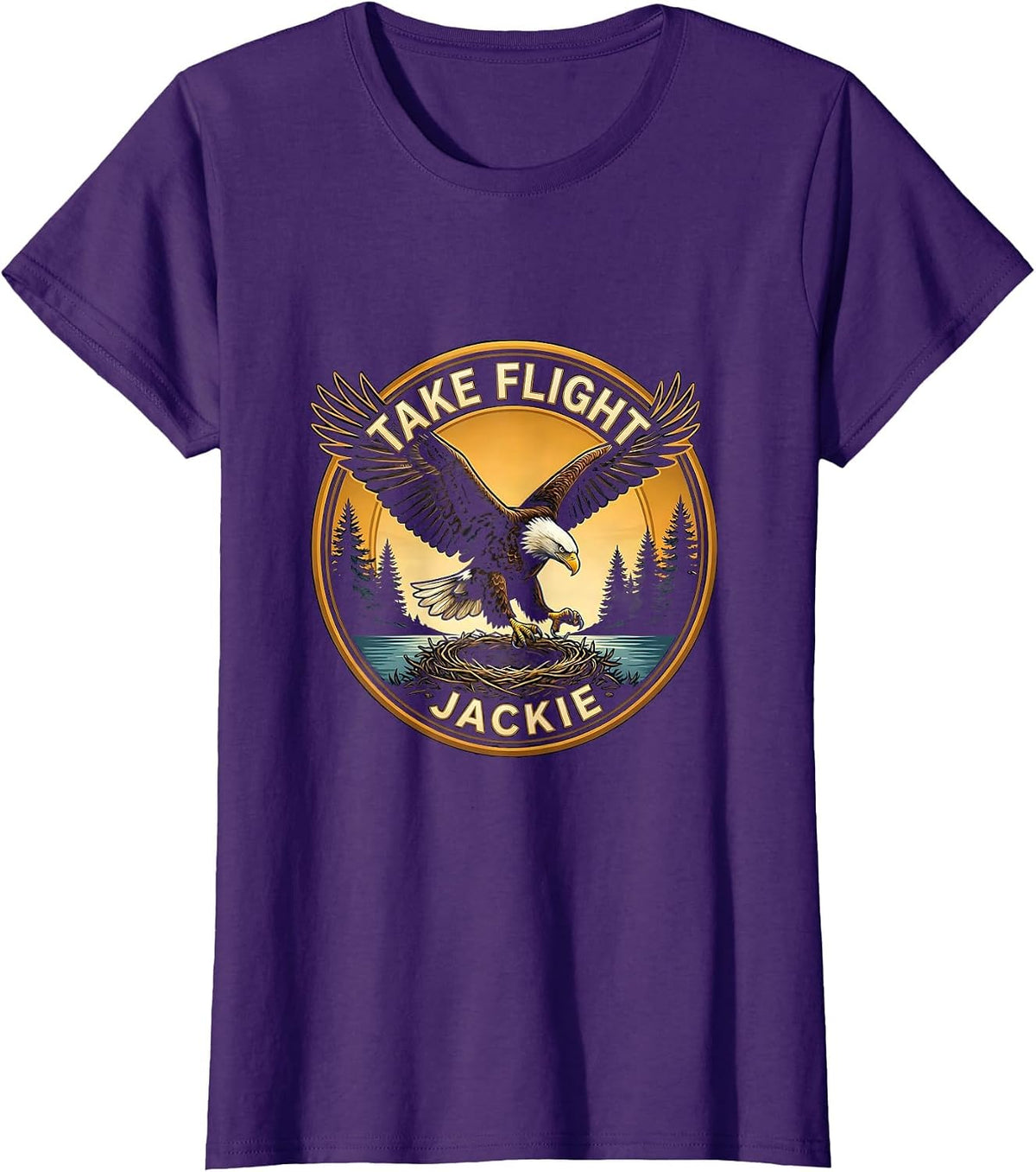 Women's Take Flight Jackie Bald Eagle Memorial Big Bear Lake Nature T-Shirt - Purple