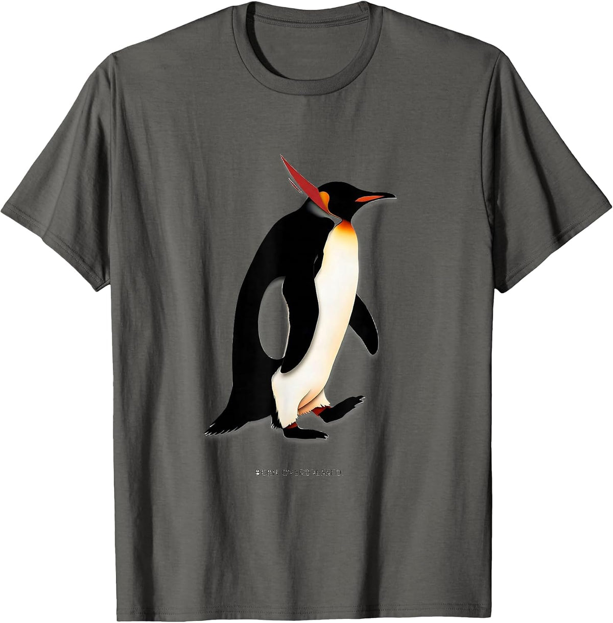 Born Overdressed Funny Penguin Lover Christmas Pajama Humor T-Shirt - Asphalt Grey