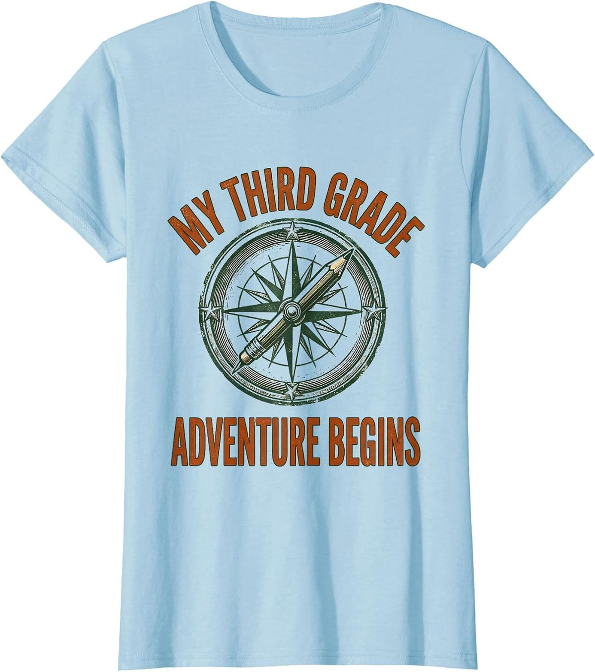 Women's My Third Grade Adventure Begins Vintage Third Grade Back T-Shirt - Baby Blue