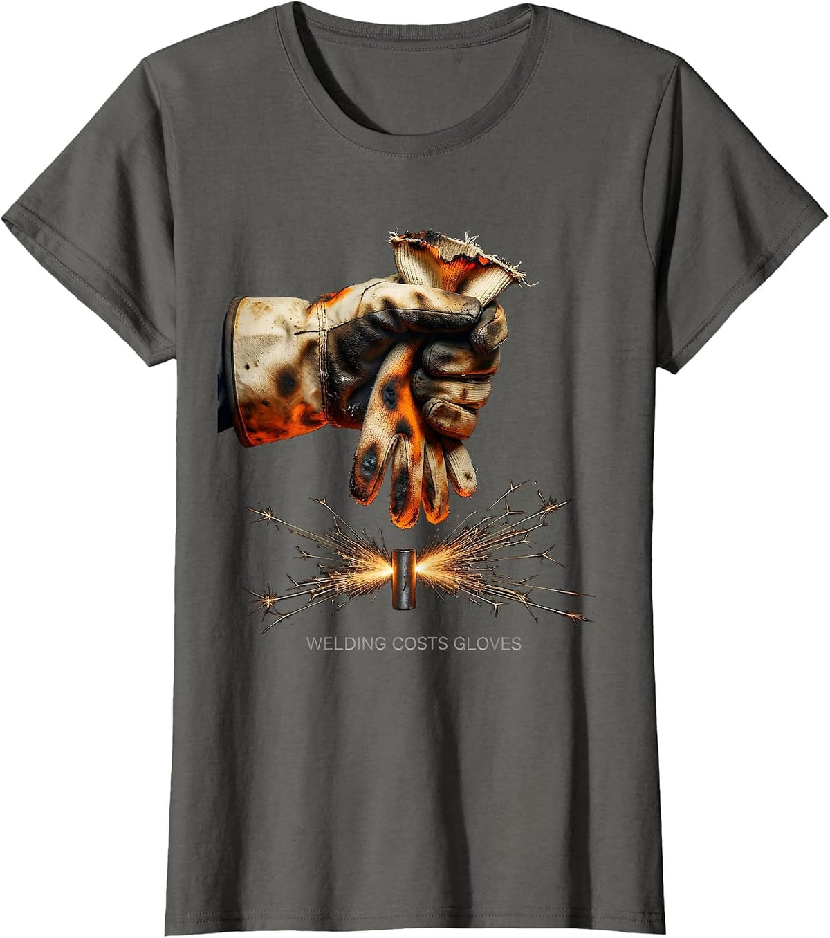 Women's Welding Costs Gloves Funny Welder Skeleton Humor Metal T-Shirt - Asphalt Grey