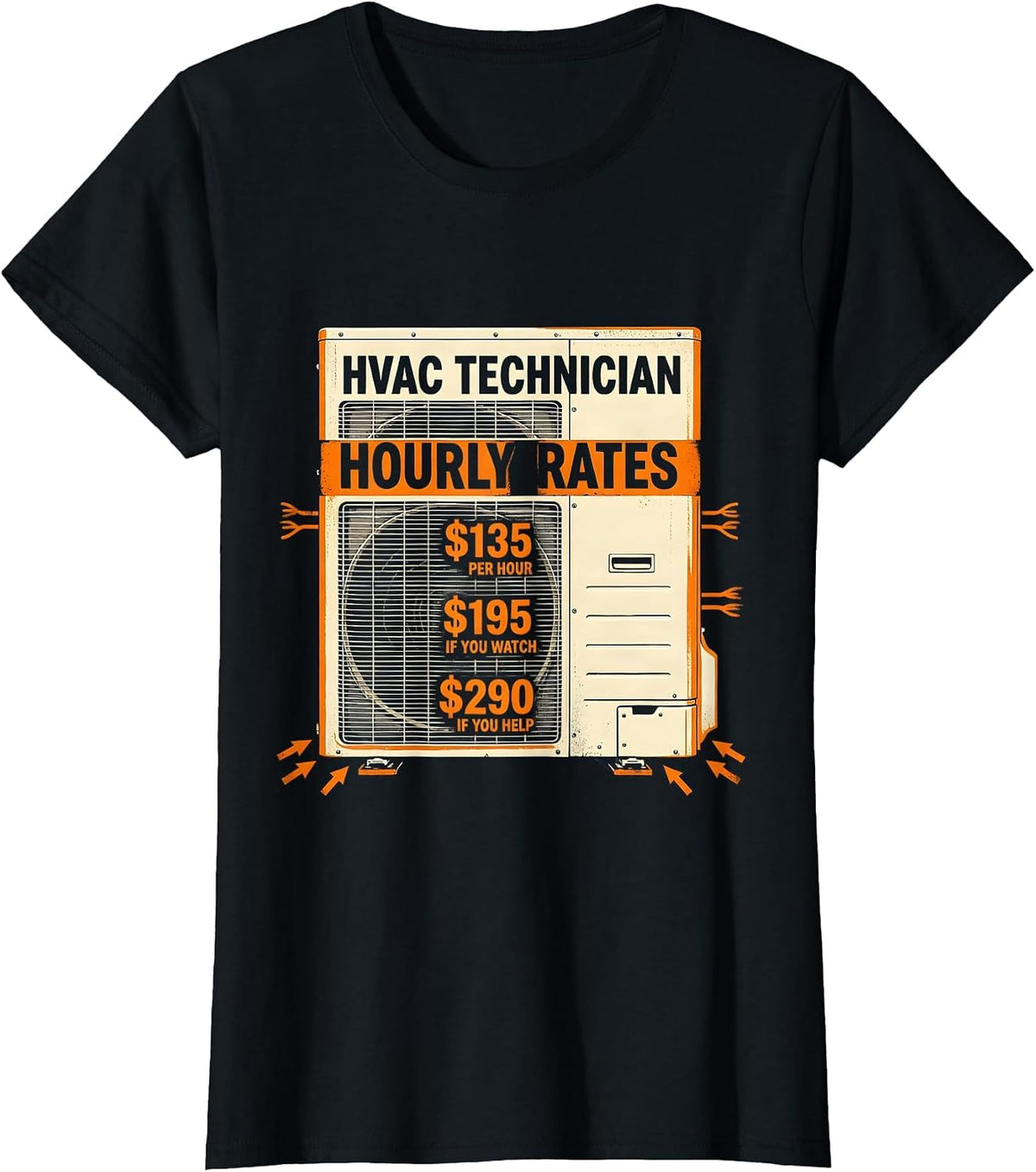 Women's HVAC Technician Hourly Rates Funny Trade Humor T-Shirt - Black