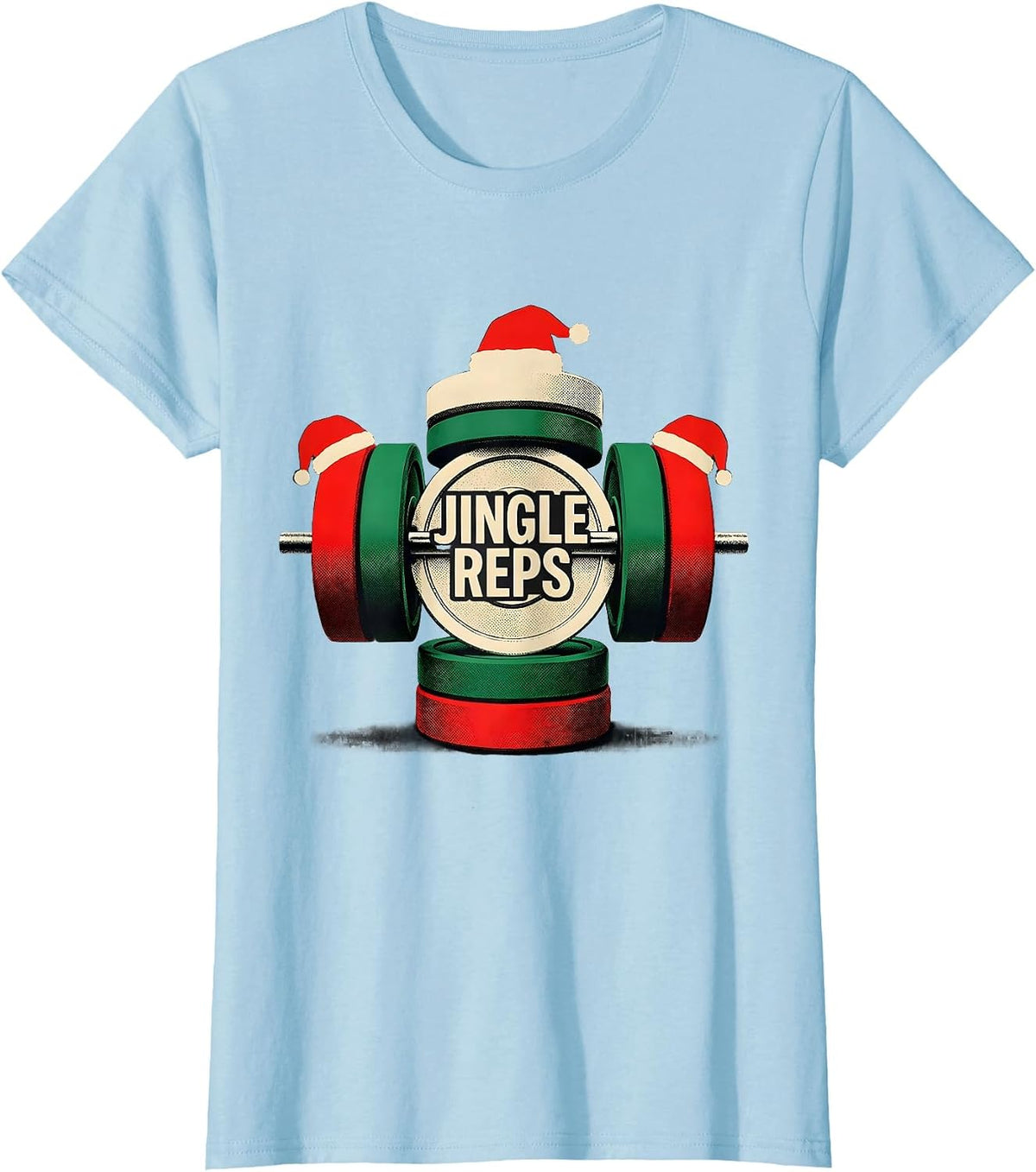 Women's Jingle Reps Funny Christmas Gym Weightlifting Fitness Gift T-Shirt - Baby Blue
