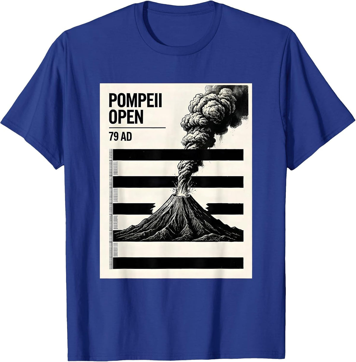 Men's Pompeii Open 79 AD Funny Volcano History Geography Humor T-Shirt - Royal Blue