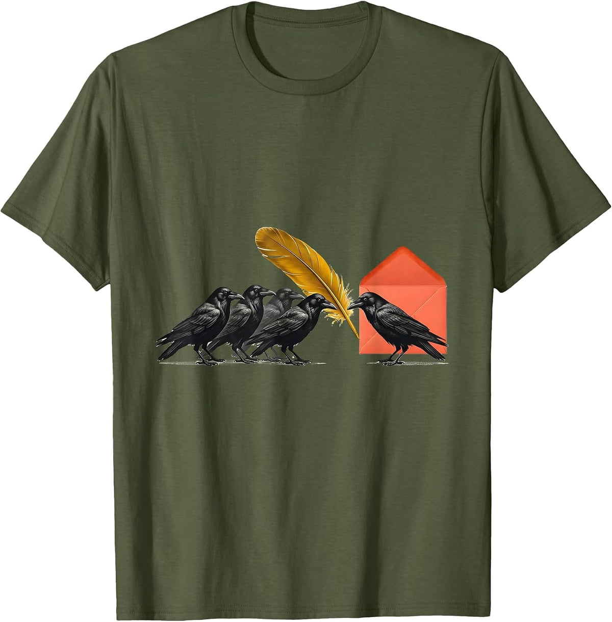 Attempted Murder Crows Dark Humor Crow Lover Gothic T-Shirt - Olive Green
